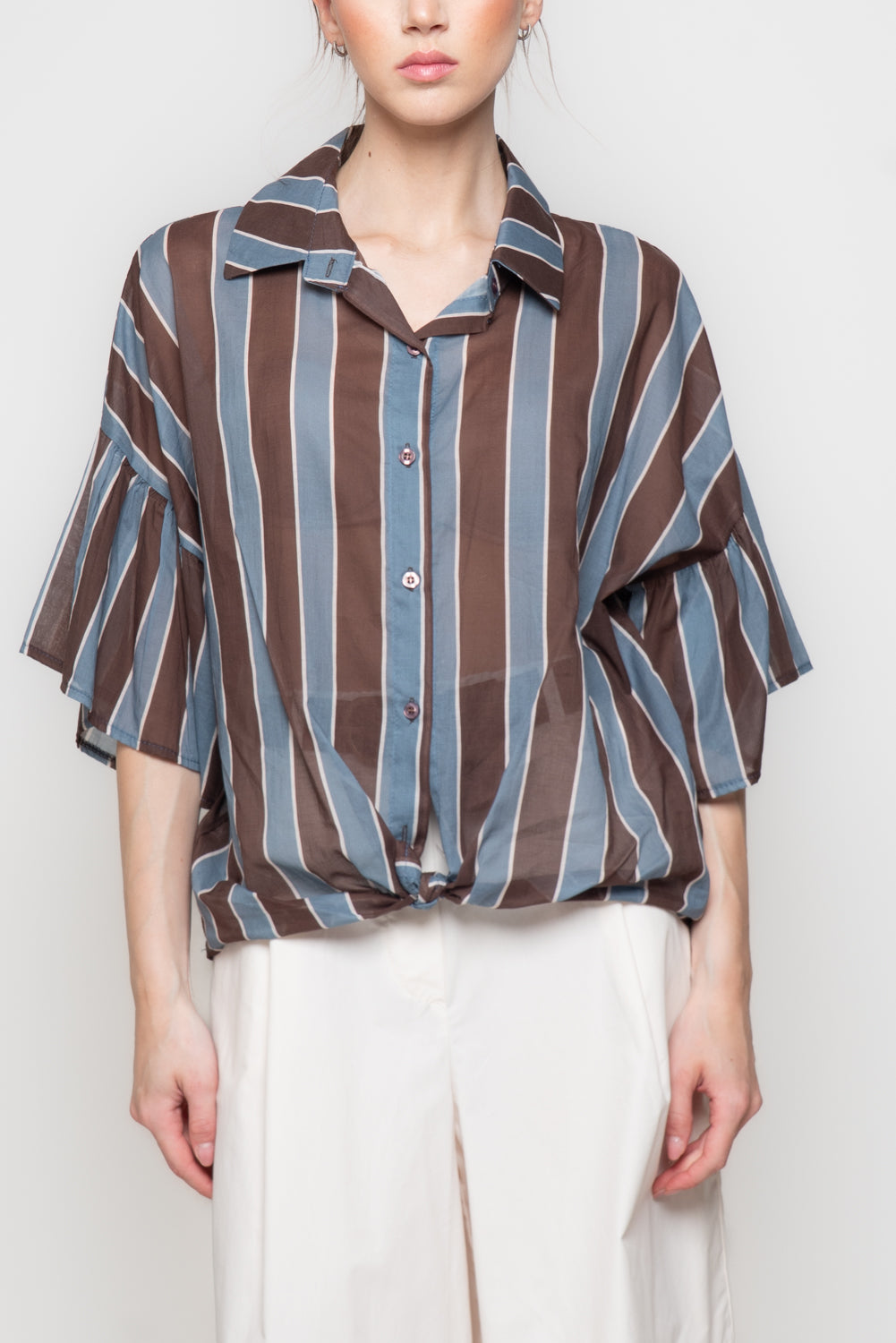 Camicia a Righe con manica Svasata