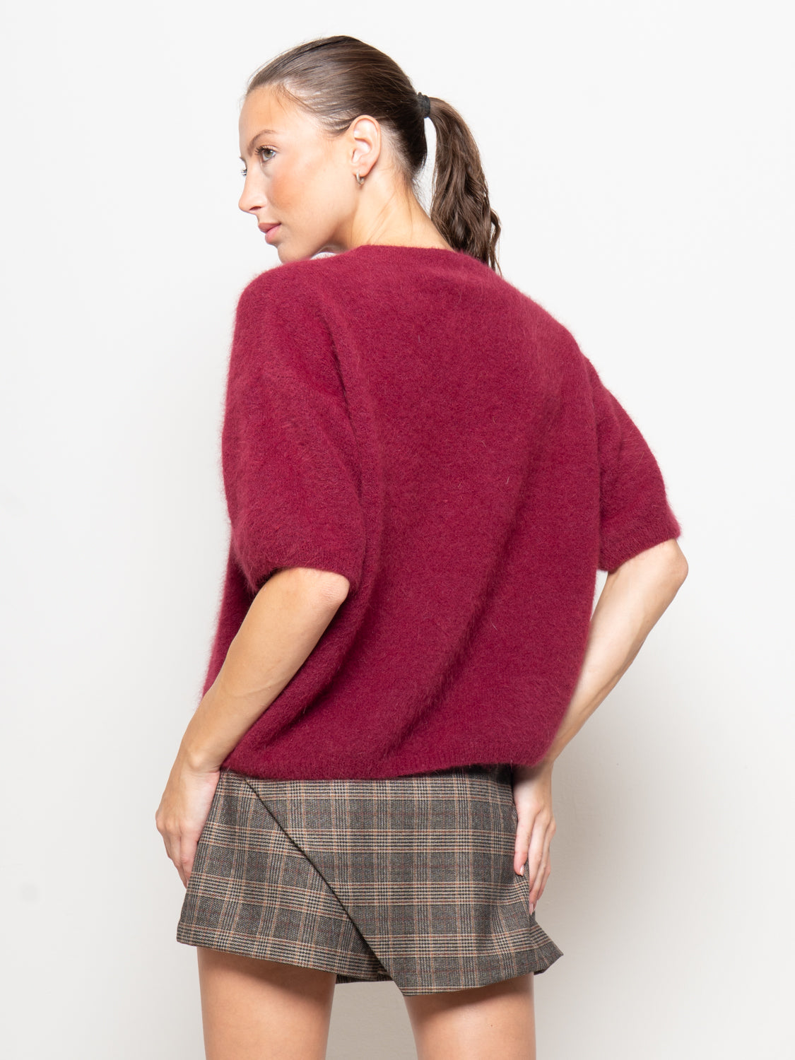 Maglia in angora a manica corta