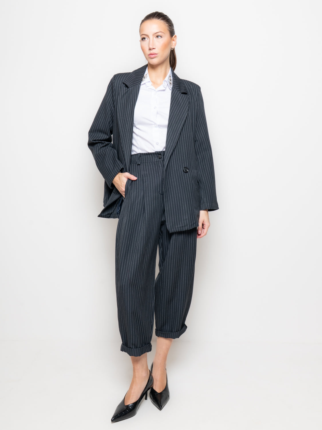 Blazer gessato doppiopetto