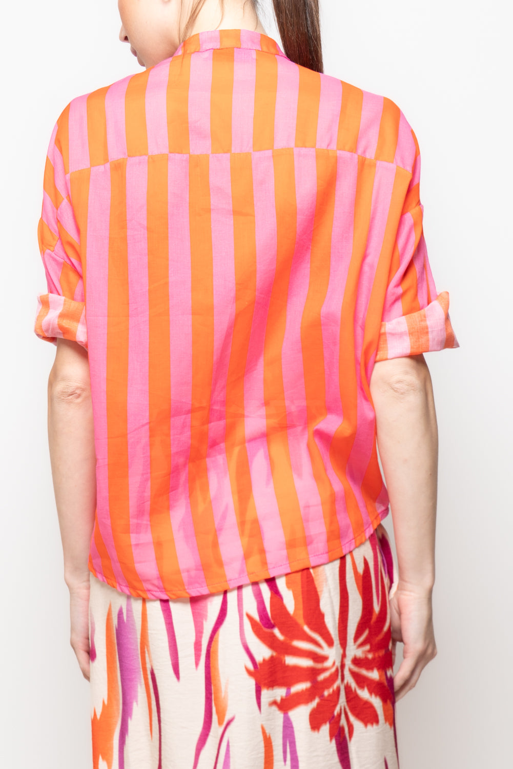 Camicia alla coreana a righe