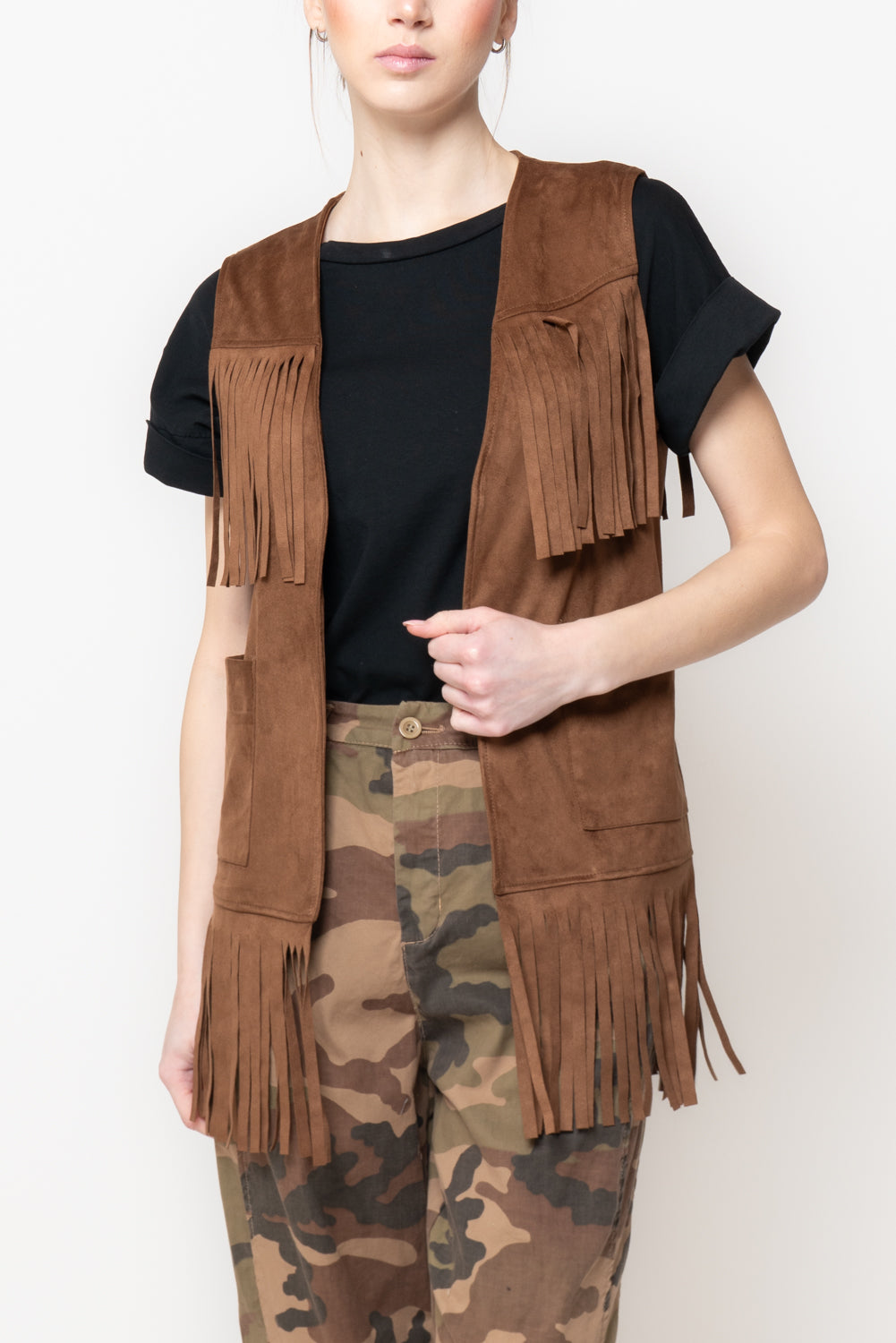 Gilet in Suede con Frange