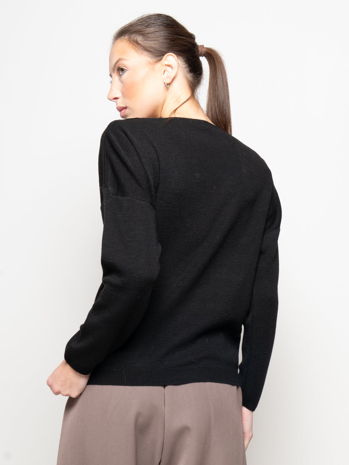 Maglia scollo a V con pizzo