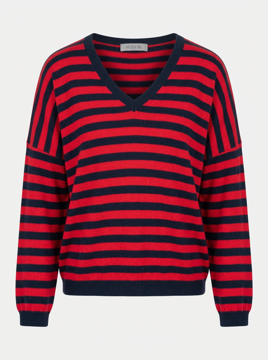 Maglia a righe con scollo a v