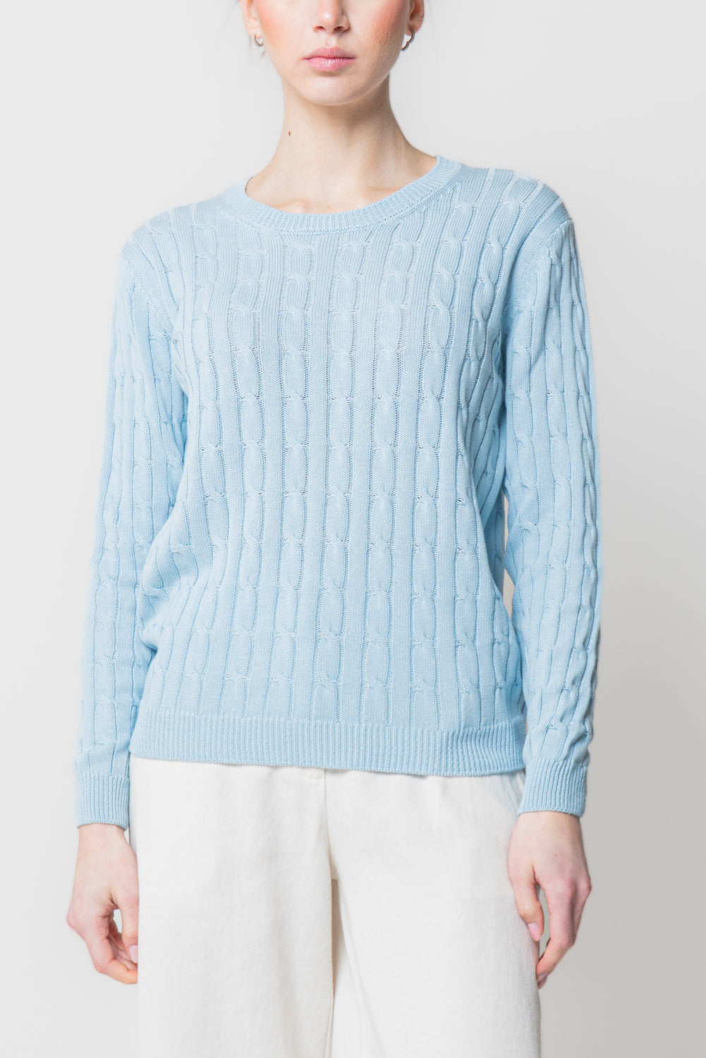 Maglia a Trecce in Cotone Leggero