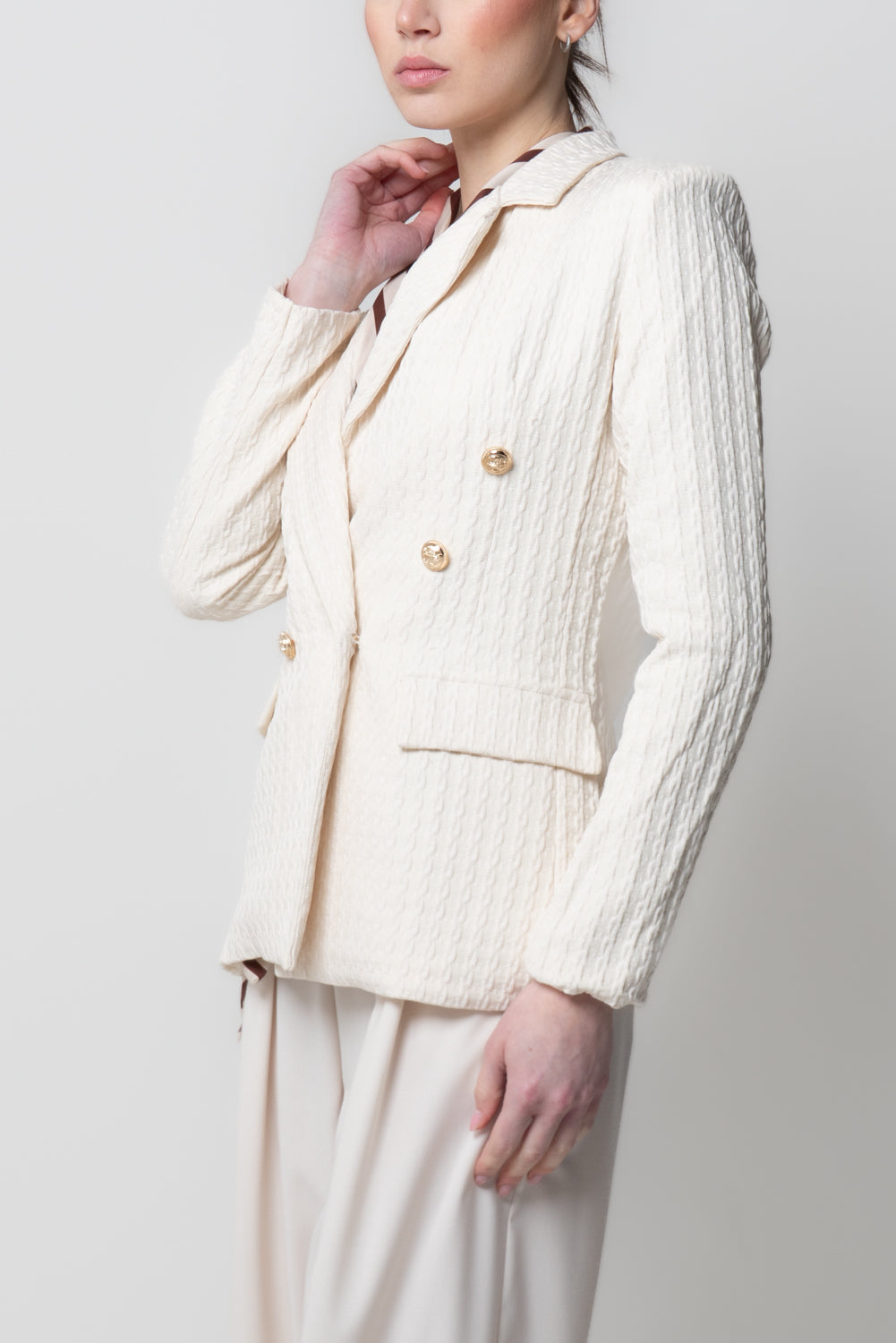 Blazer Strutturato Operato Bianco