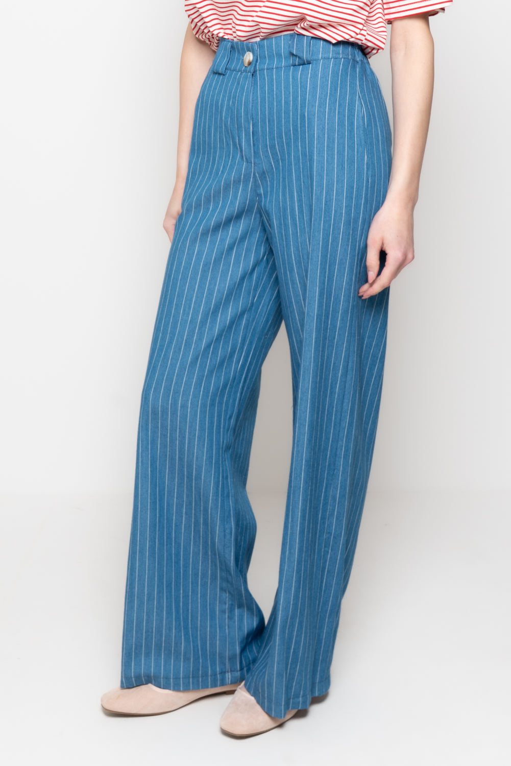 Pantaloni in tessuto gessato