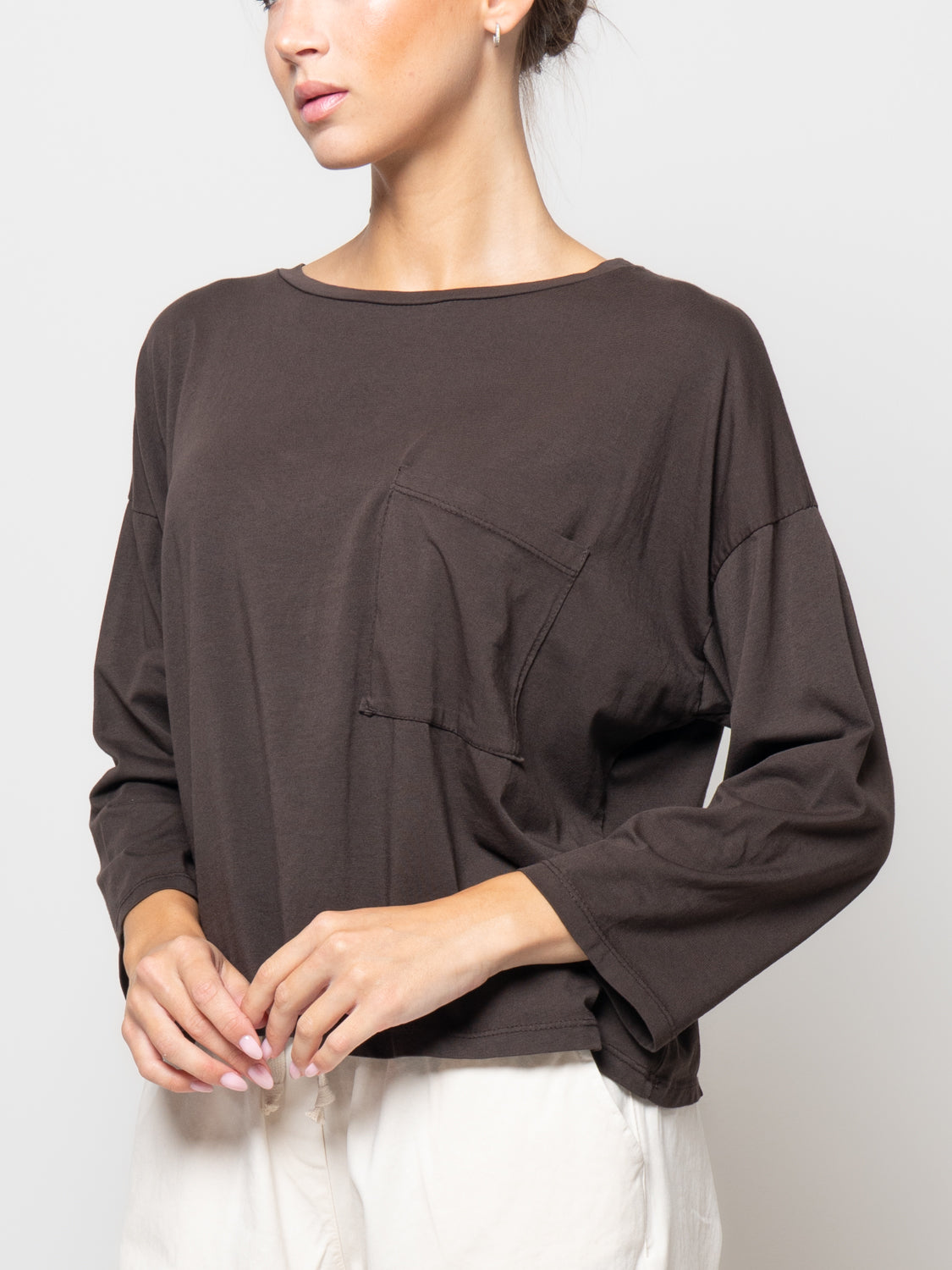 T shirt a manica lunga con tasca