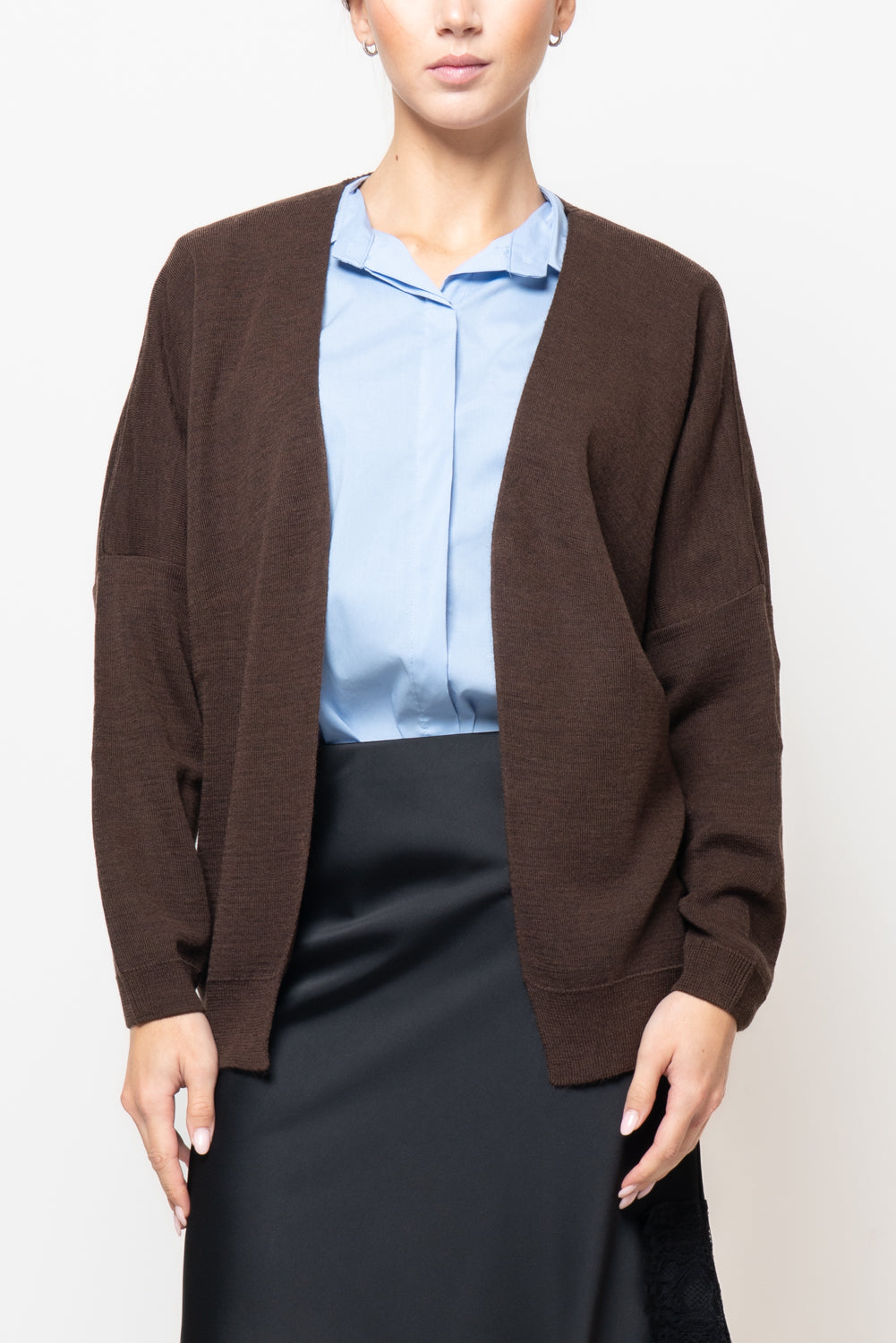 Cardigan in misto lana con spacchi