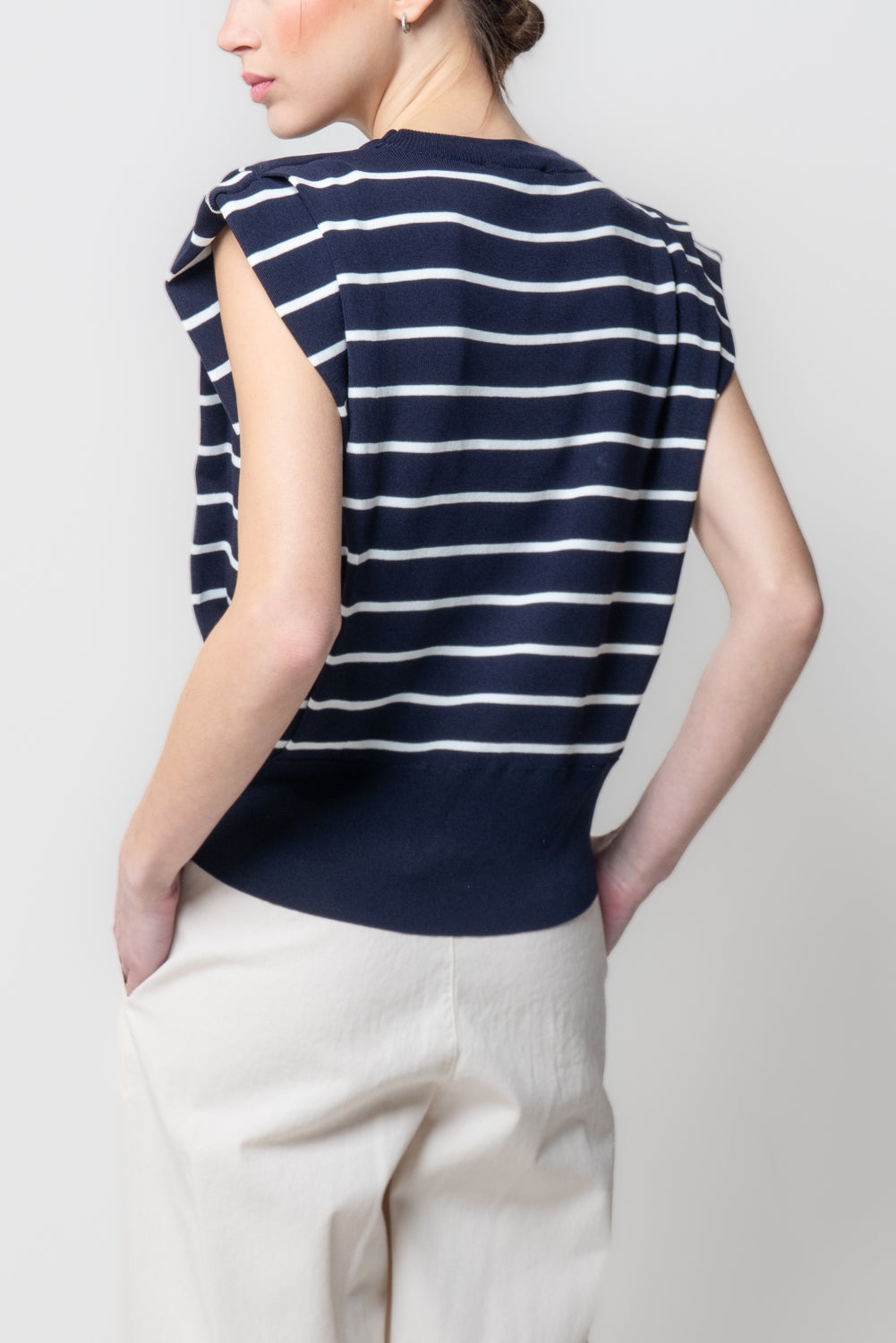 Maglia a Righe con Spalline Imbottite