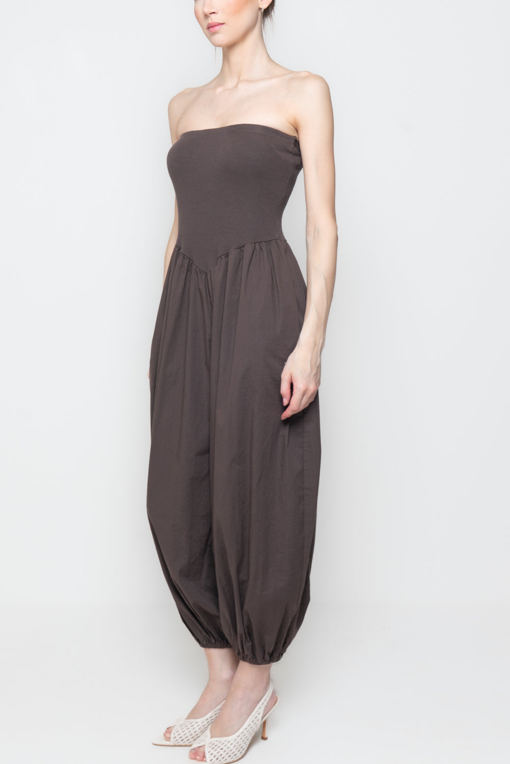 Tuta Strapless con Fondo a Palloncino