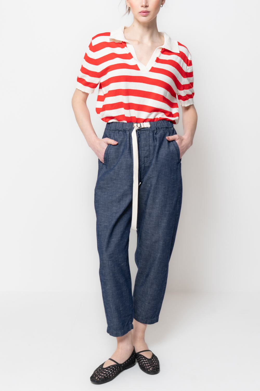 Pantaloni denim leggero con Coulisse
