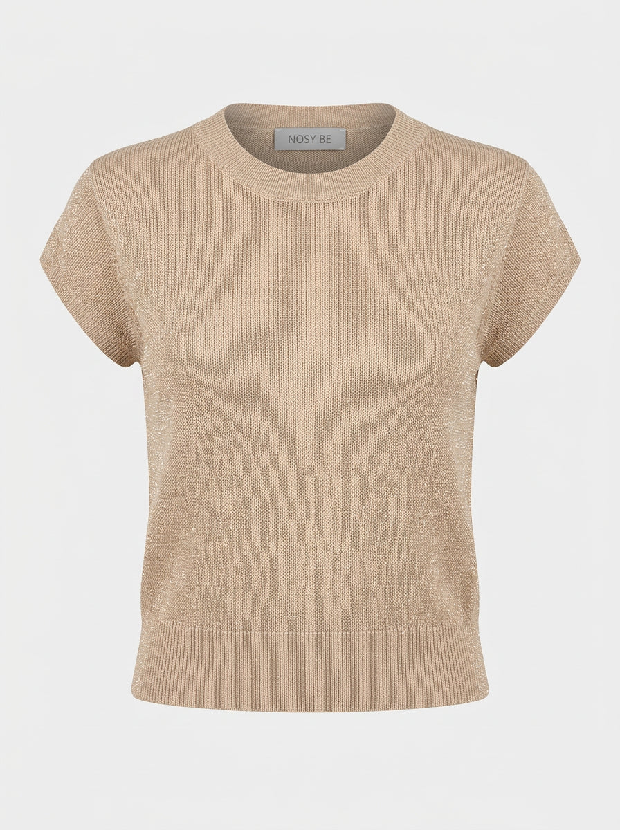 Top in Maglia Lurex con Spalla Estesa