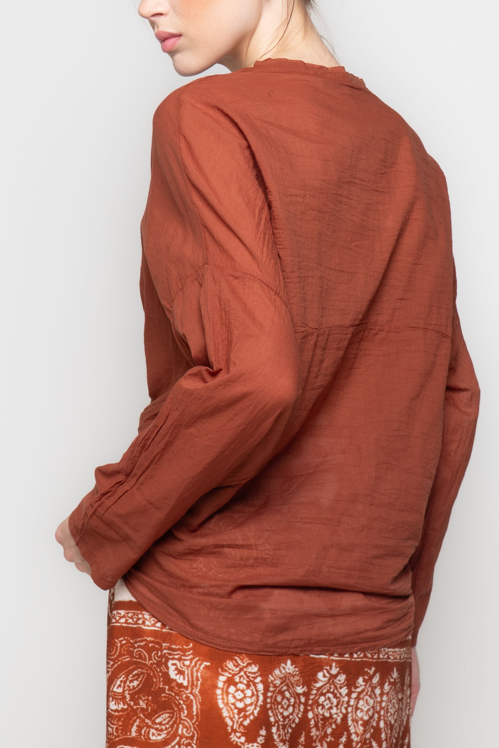 Camicia Oversize con Scollo alla coreana