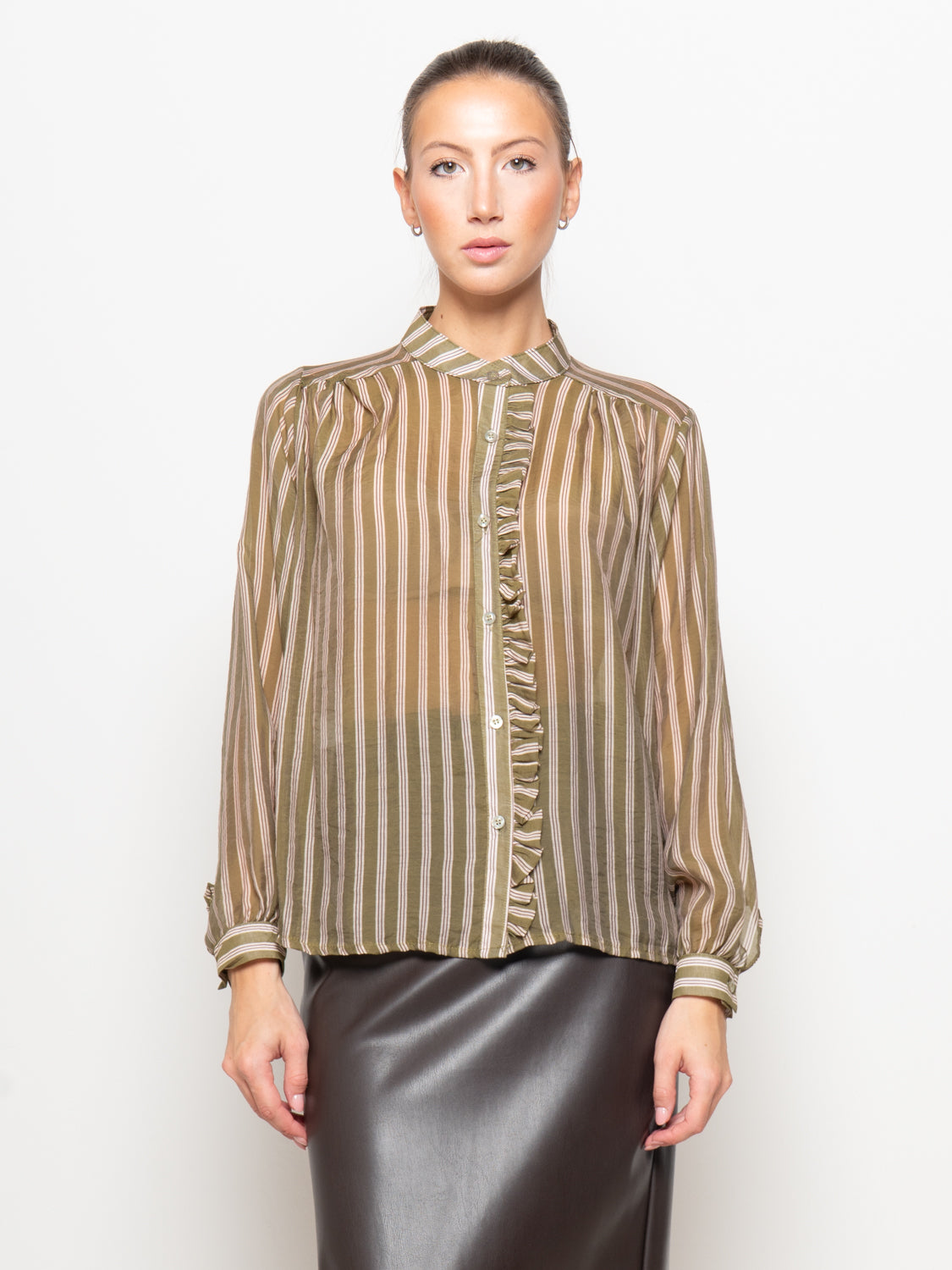 Camica a righe con rouches