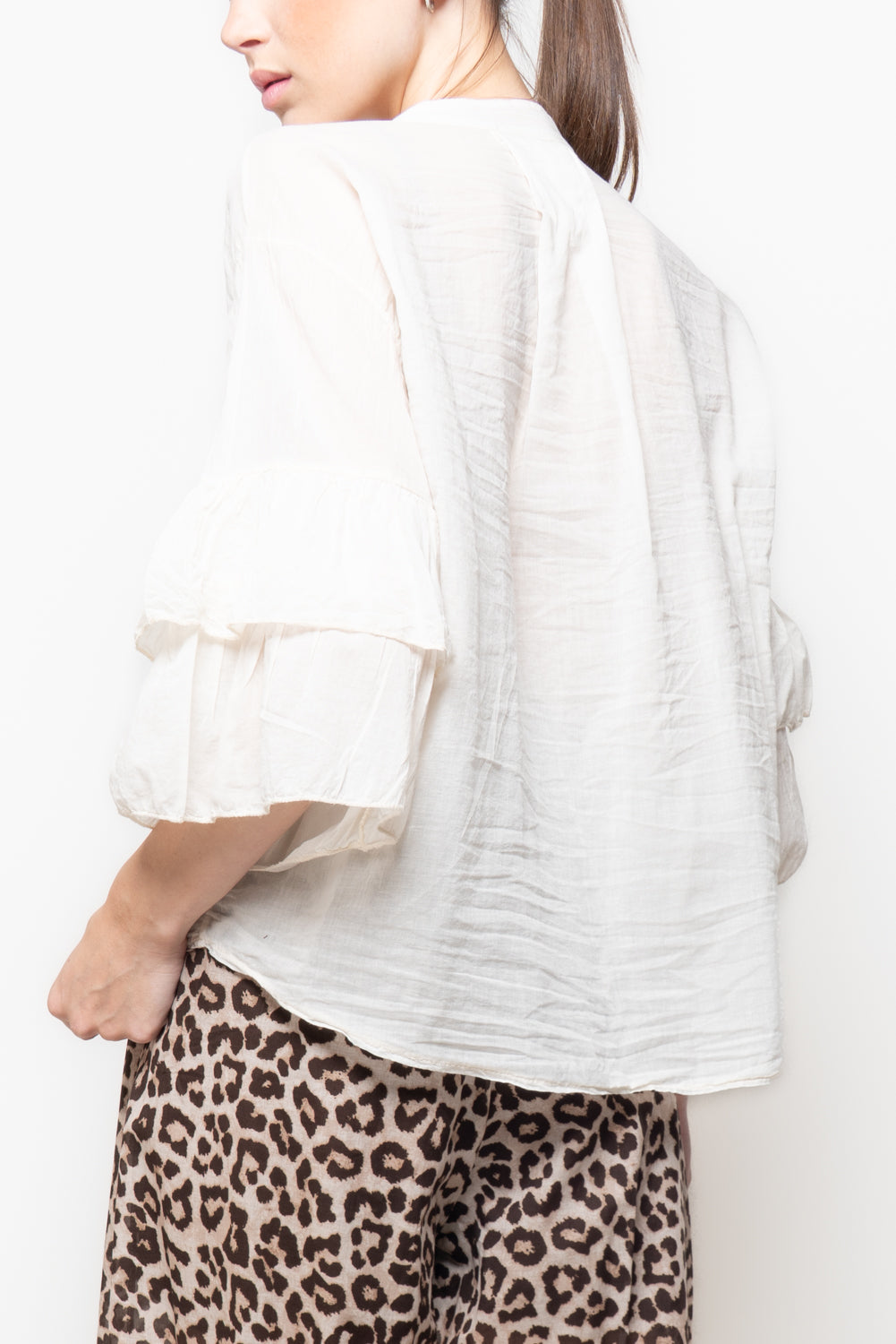 Camicia manica svasata in cotone