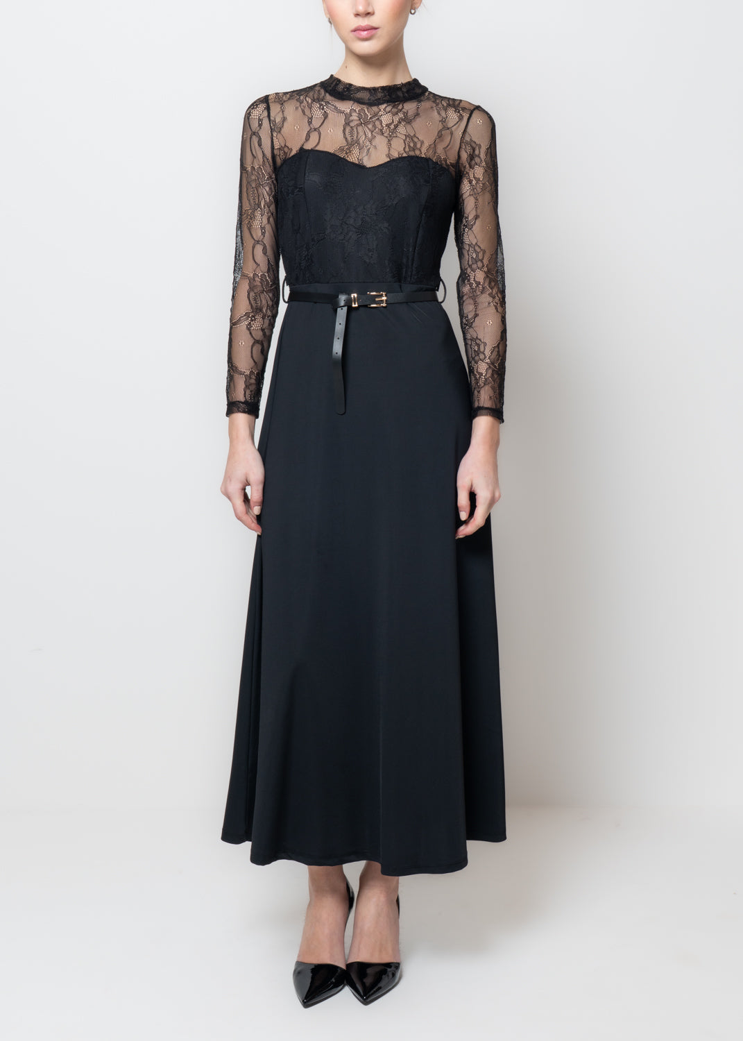 Abito lungo in doppio tessuto