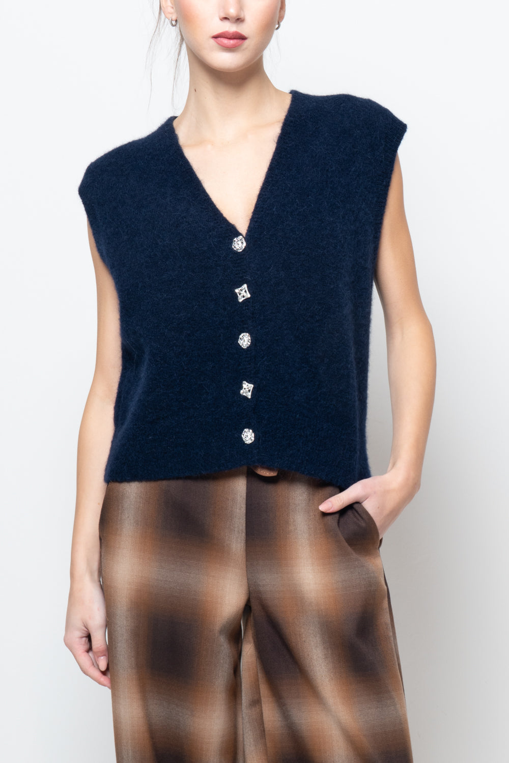 Gilet con bottoni gioiello