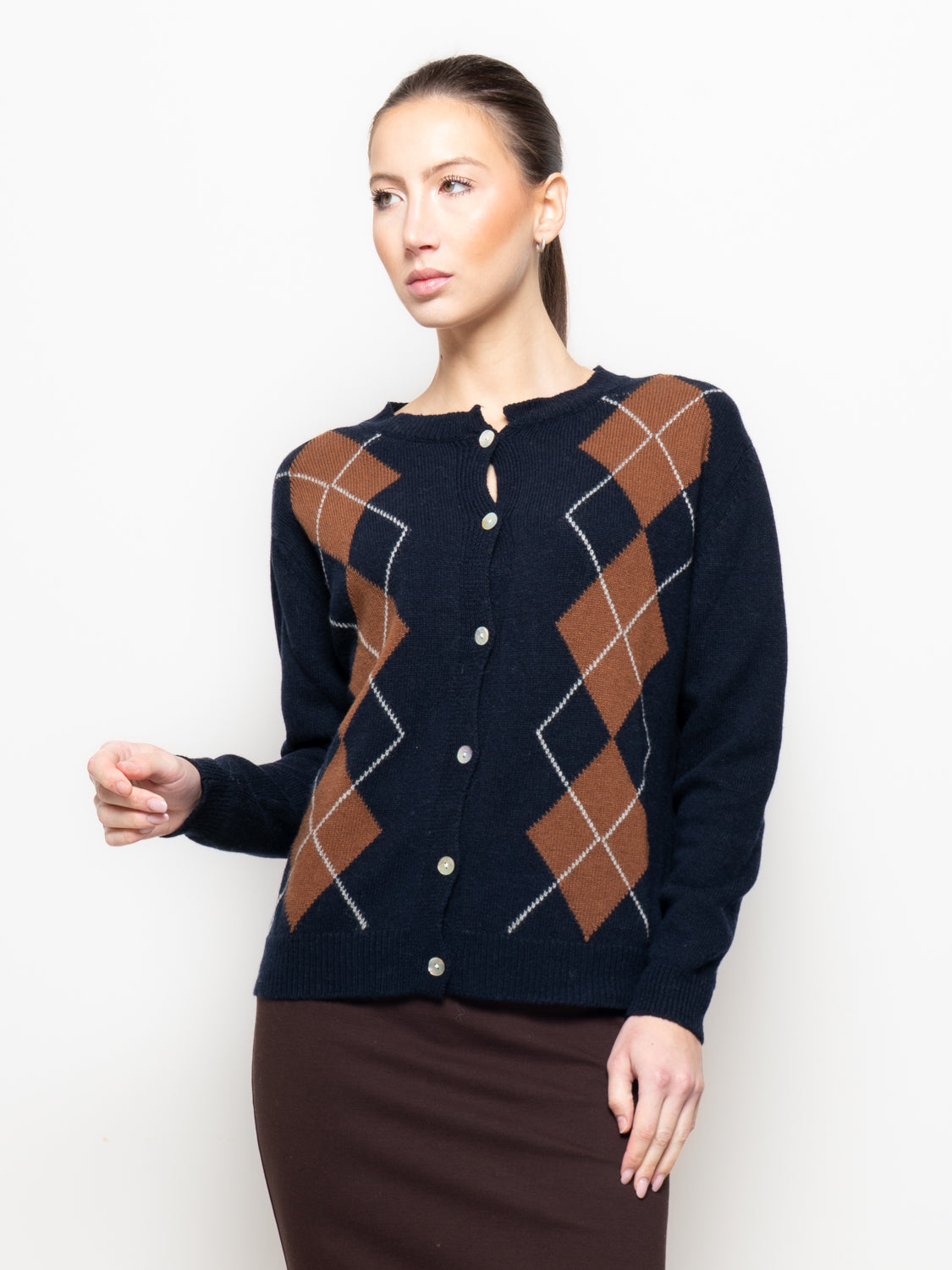 Cardigan con stampa a rombi