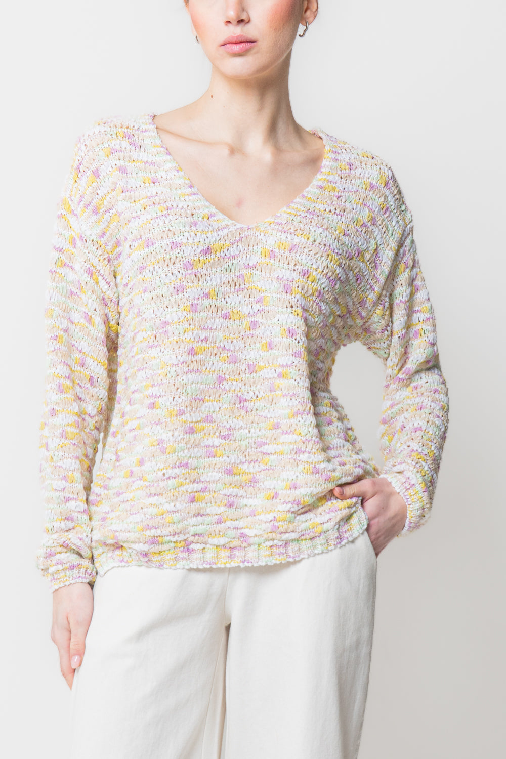 Maglia in Filato Fiammato Multicolor