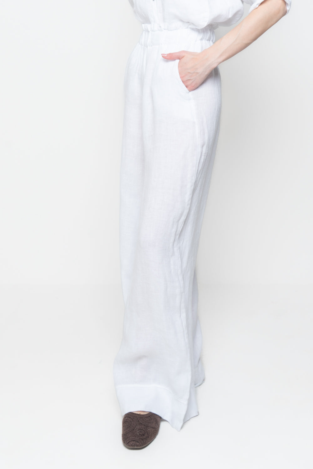 Pantaloni Palazzo in Lino con Pinces