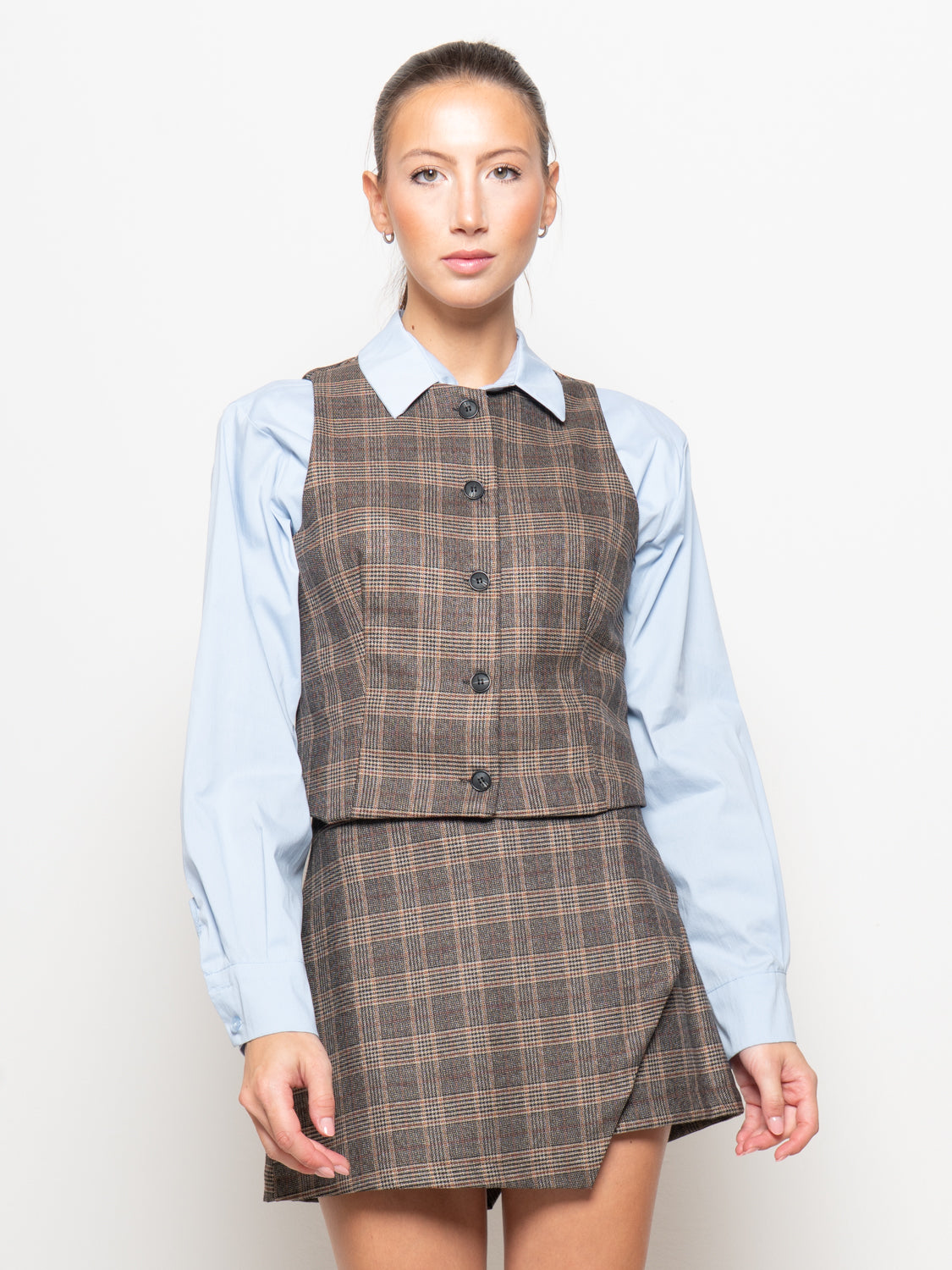 Gilet check senza maniche