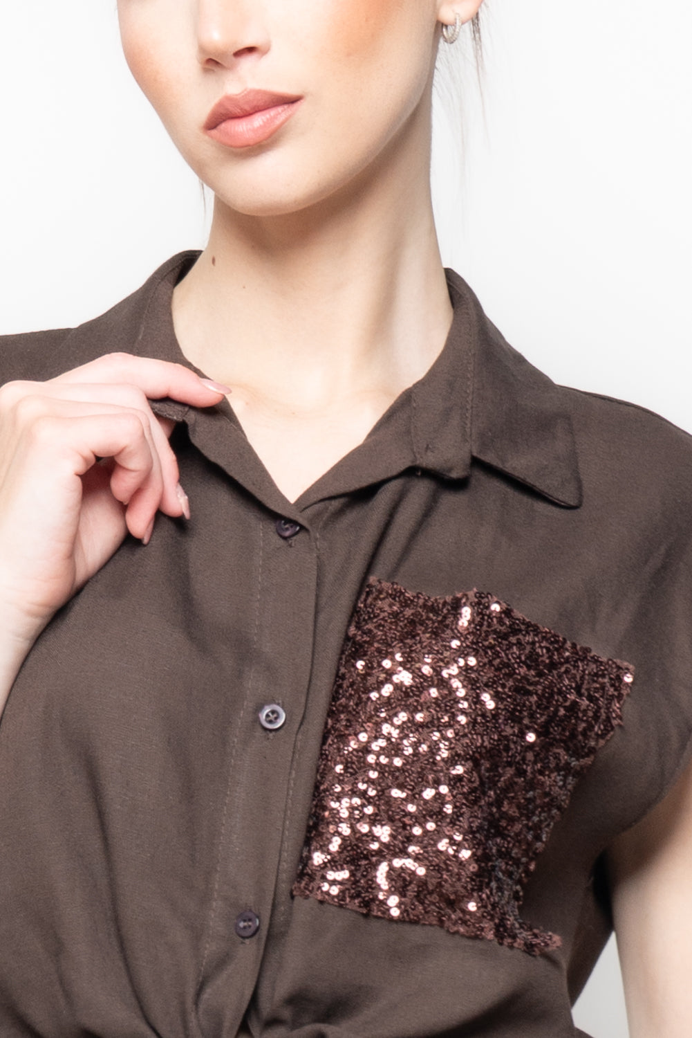Camicia con Tasca in Paillettes