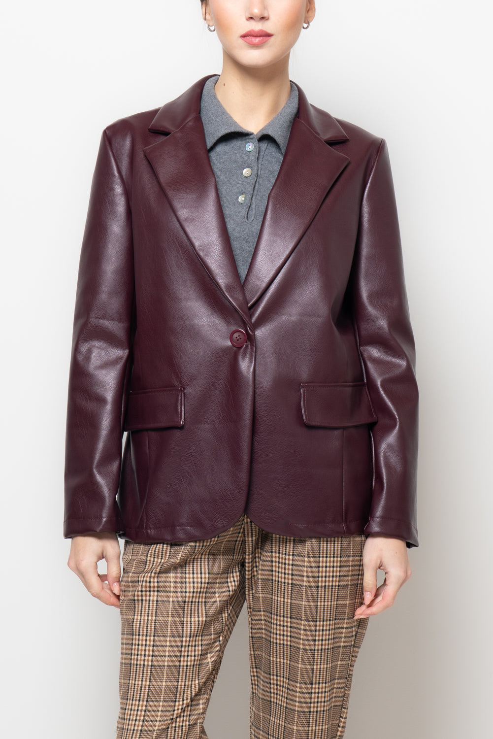 Giacca over in similpelle