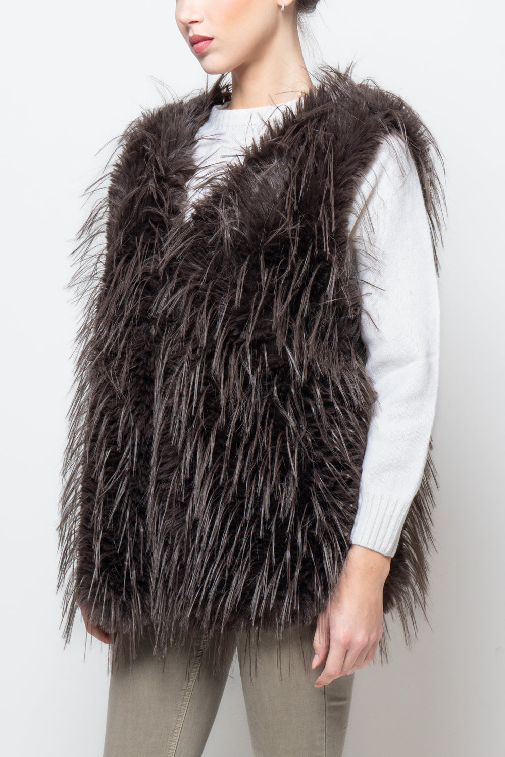 Pelliccia smanicata a pelo lungo