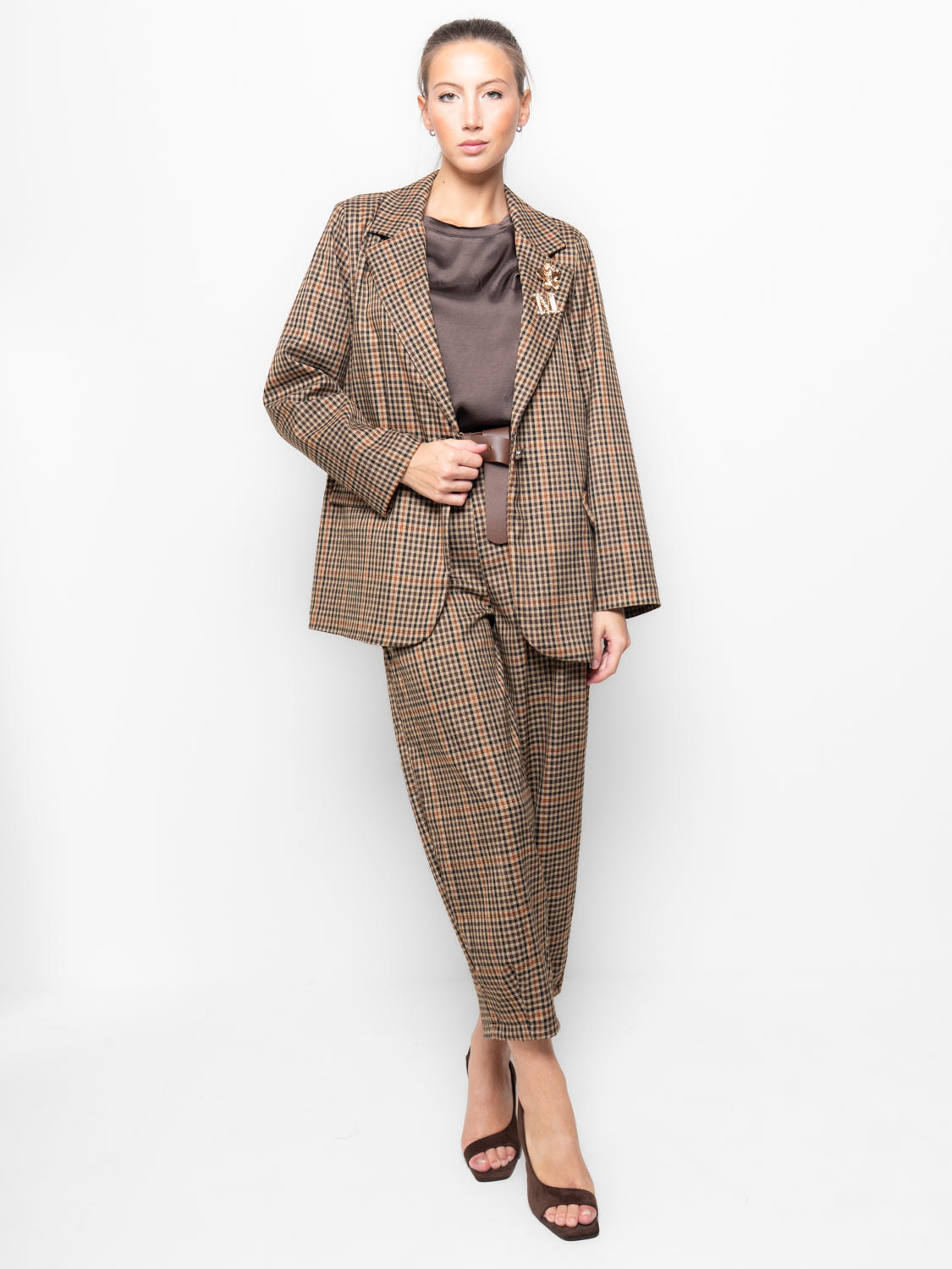 Blazer a quadretti coordinato