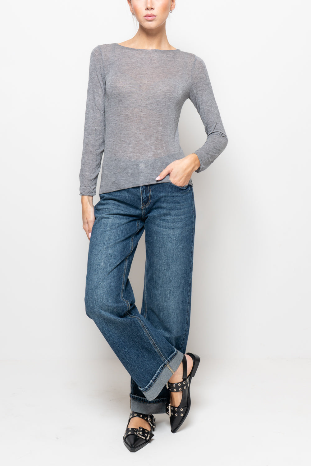 T shirt in misto cashmere