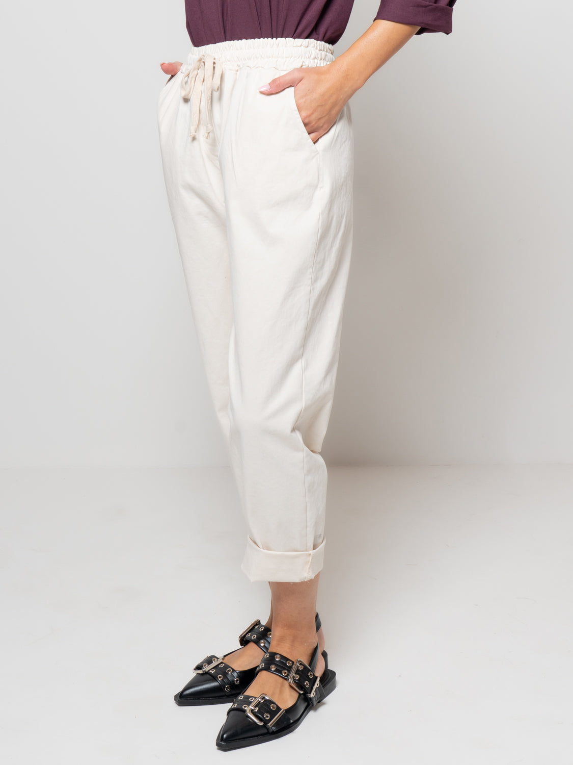 Pantalone baggy in gabardina
