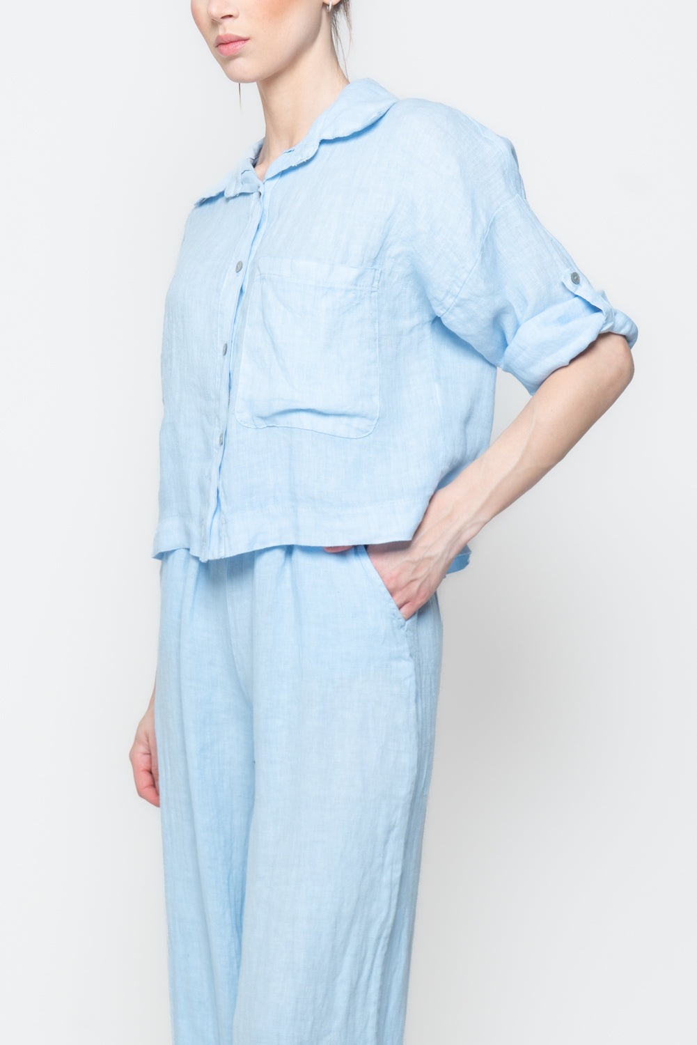 Camicia a scatola 100% lino
