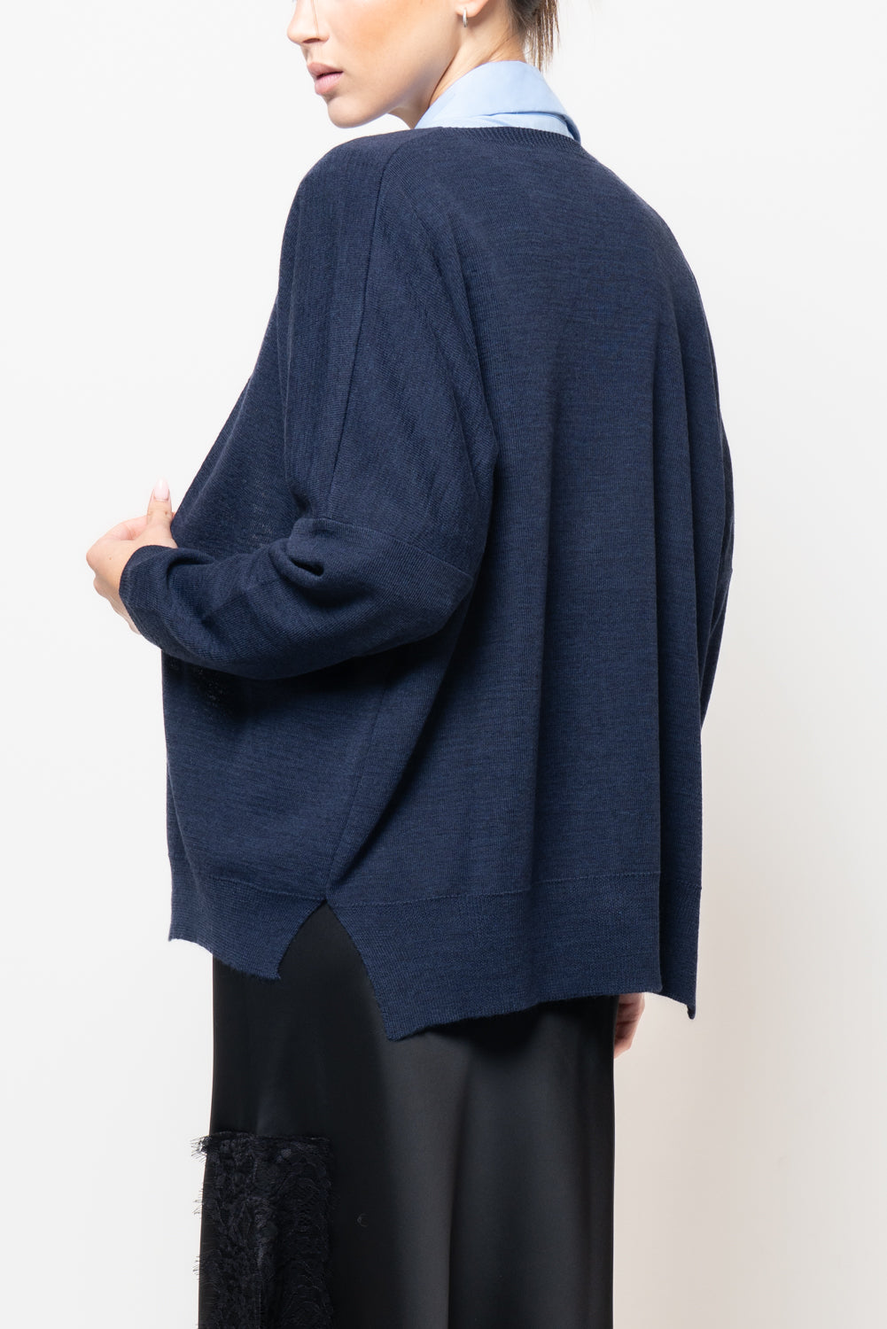 Cardigan in misto lana con spacchi