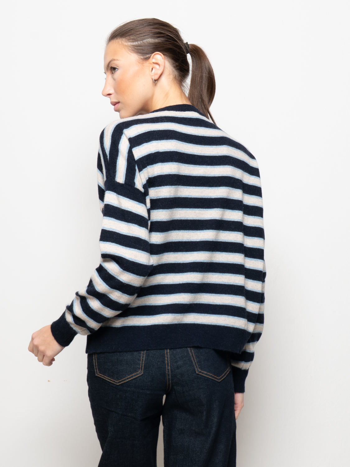 Maglia a righe misto cashmere