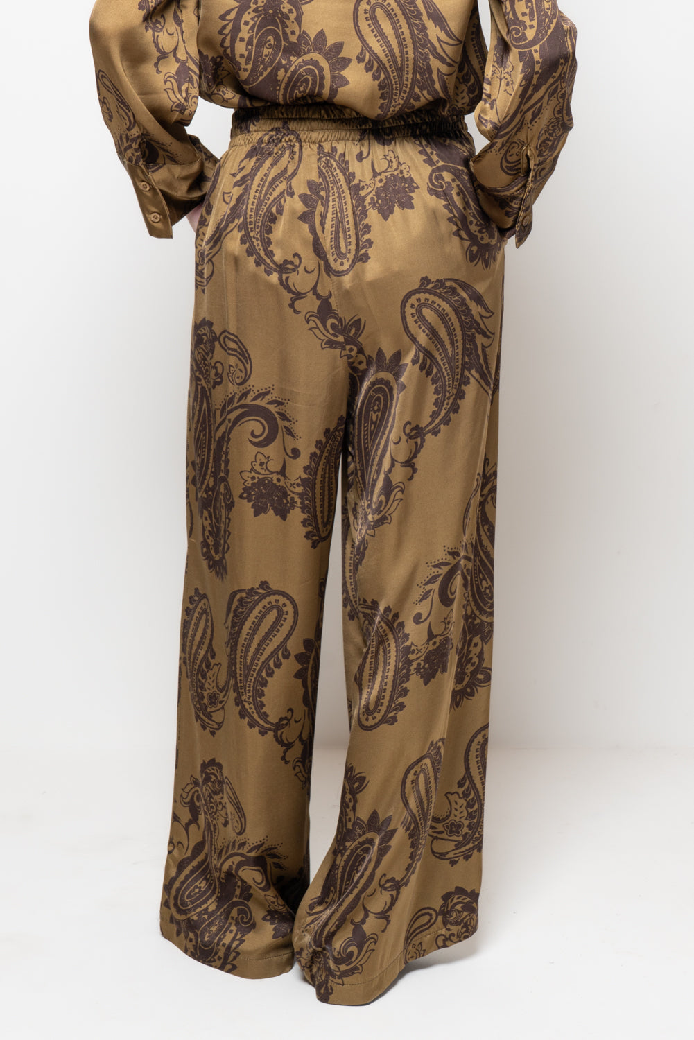 Pantalone palazzo in fantasia cashmere