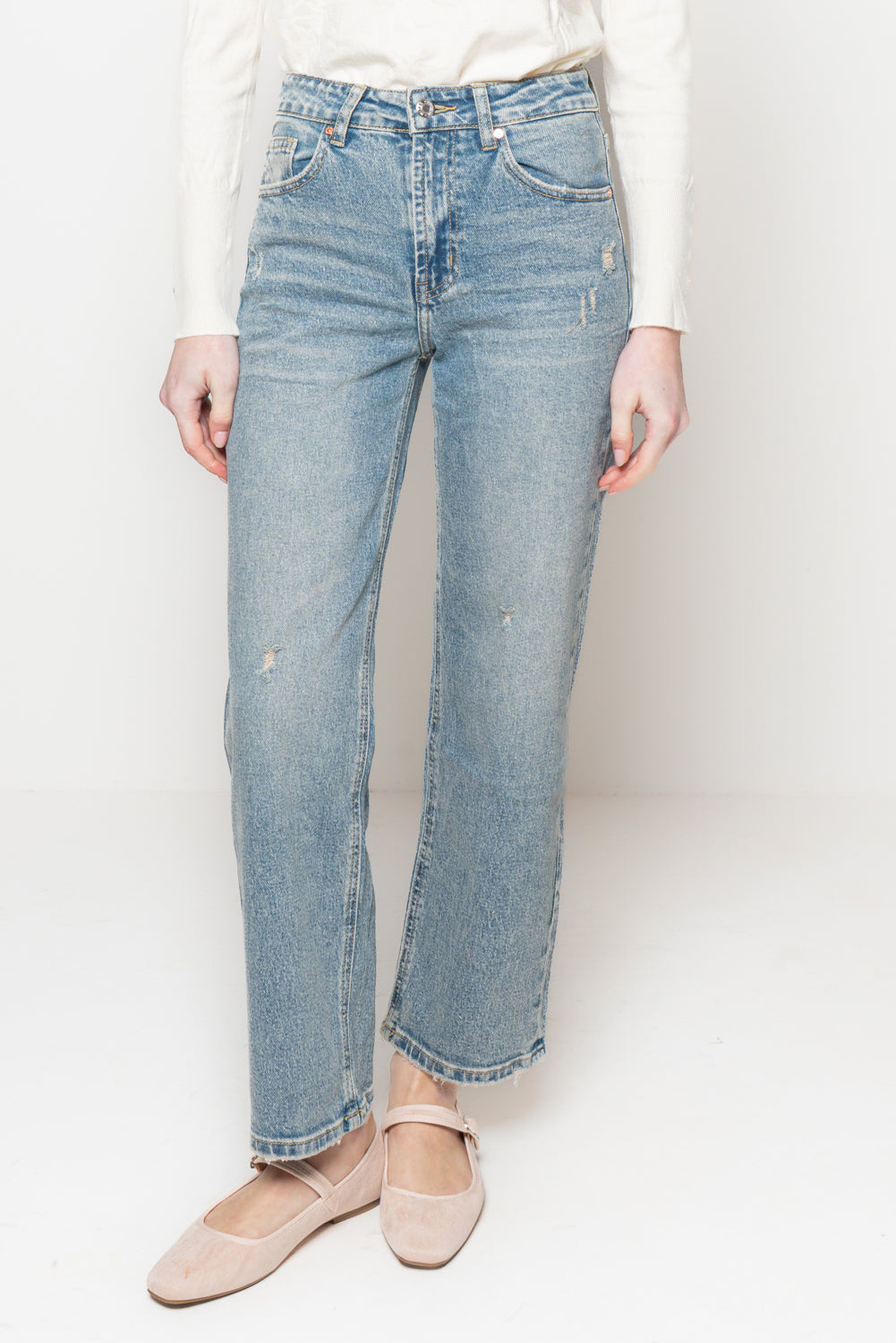 Jeans straight sdrucito