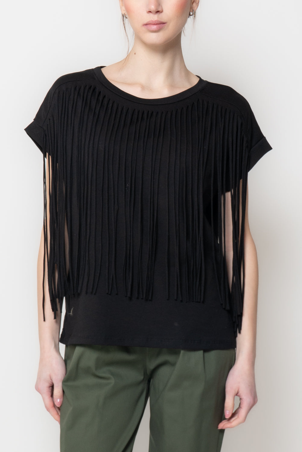 T-shirt con Frange Frontali