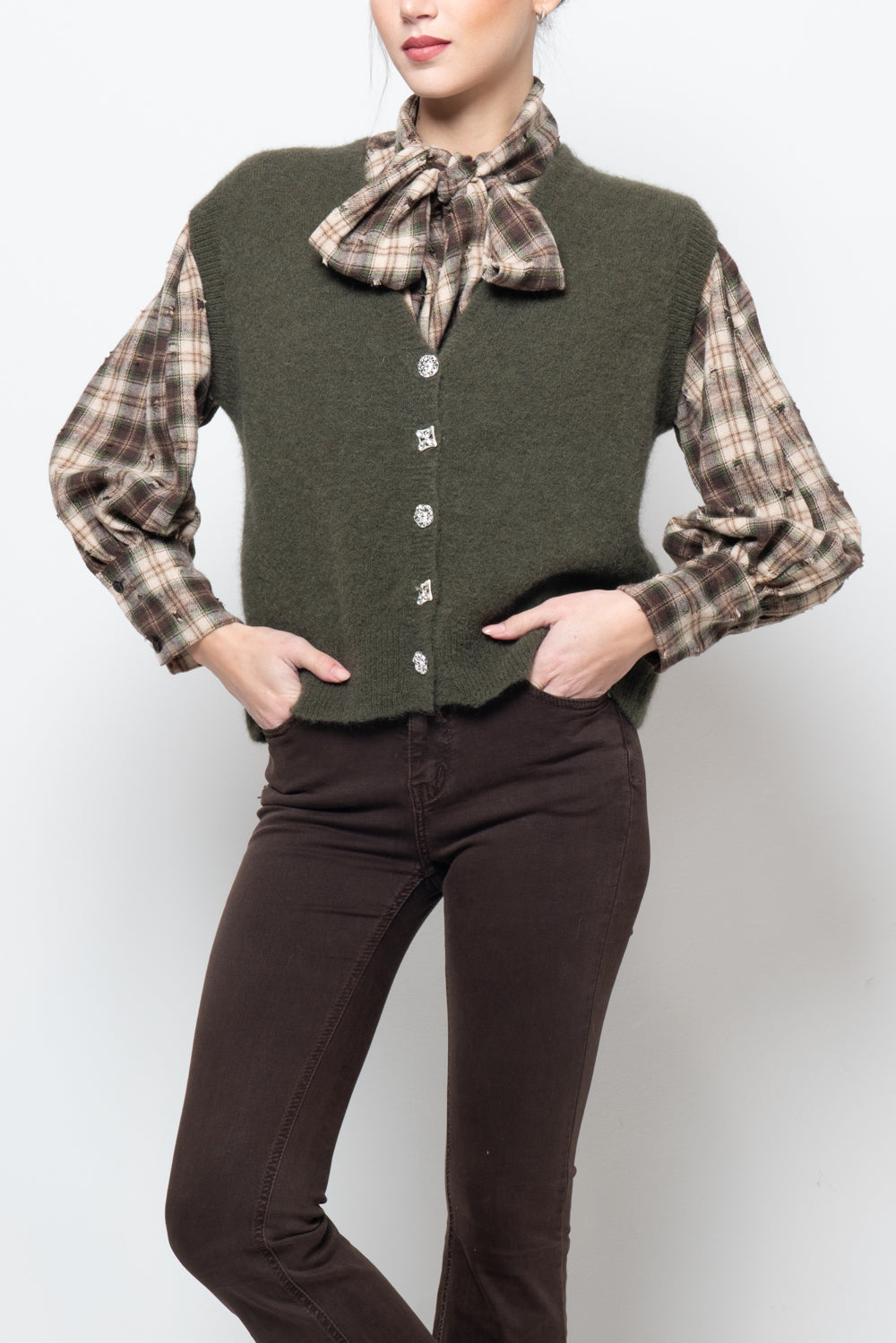 Gilet con bottoni gioiello