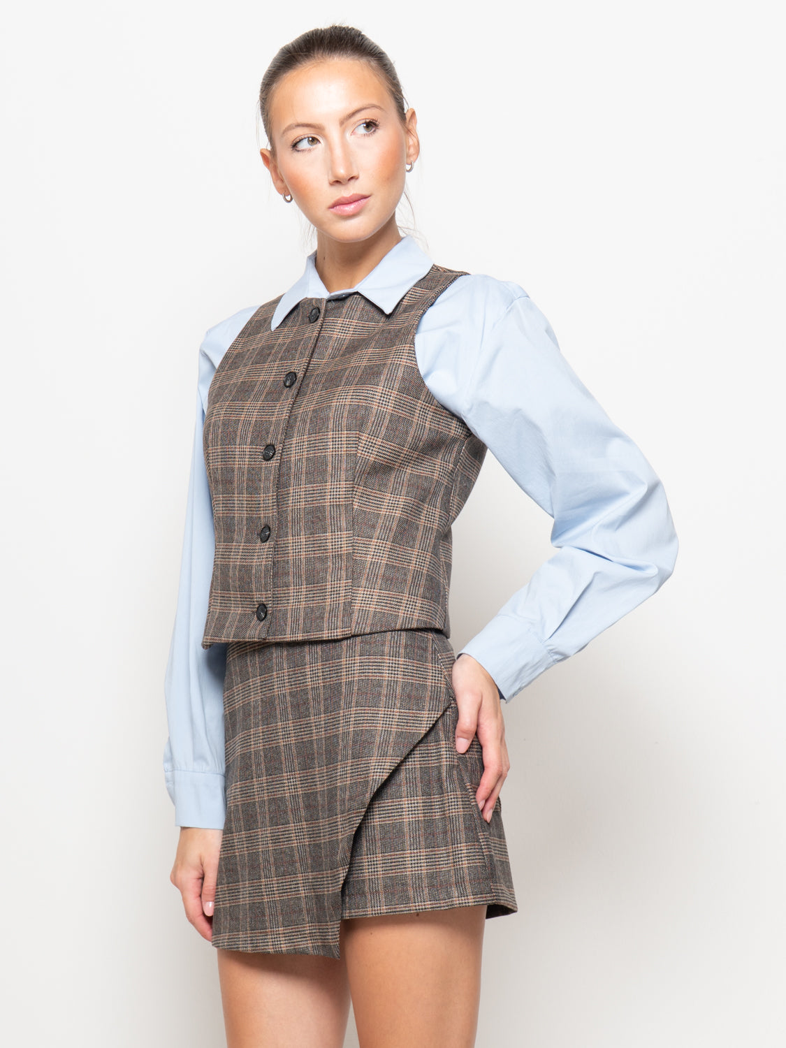 Gilet check senza maniche