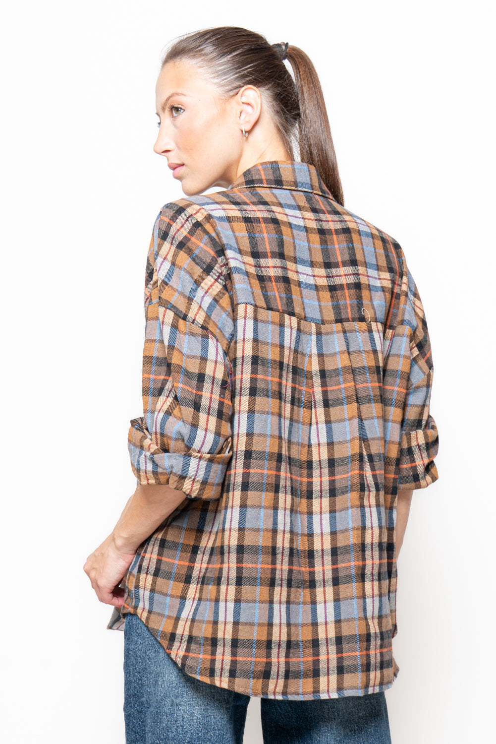 Camicia a quadri con tasca ecopelle