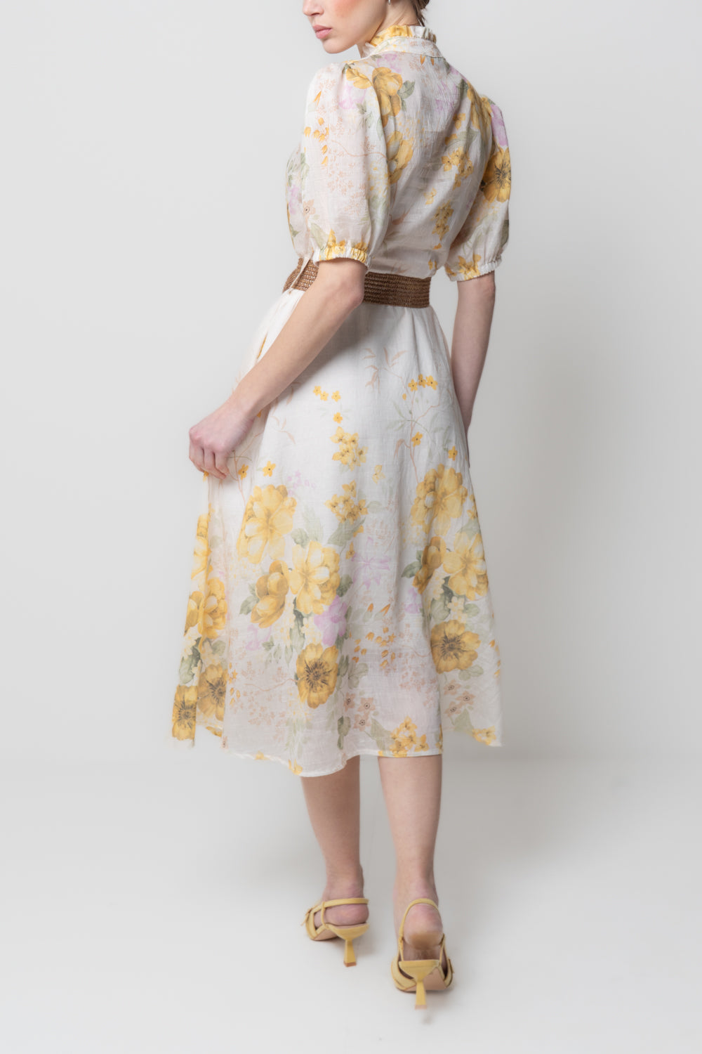 Abito Lungo Floreale con Cintura