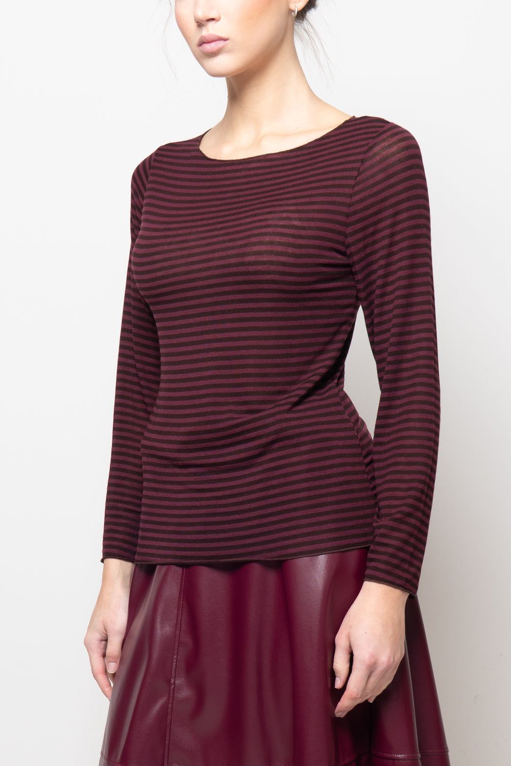 T shirt in misto cashmere a righe