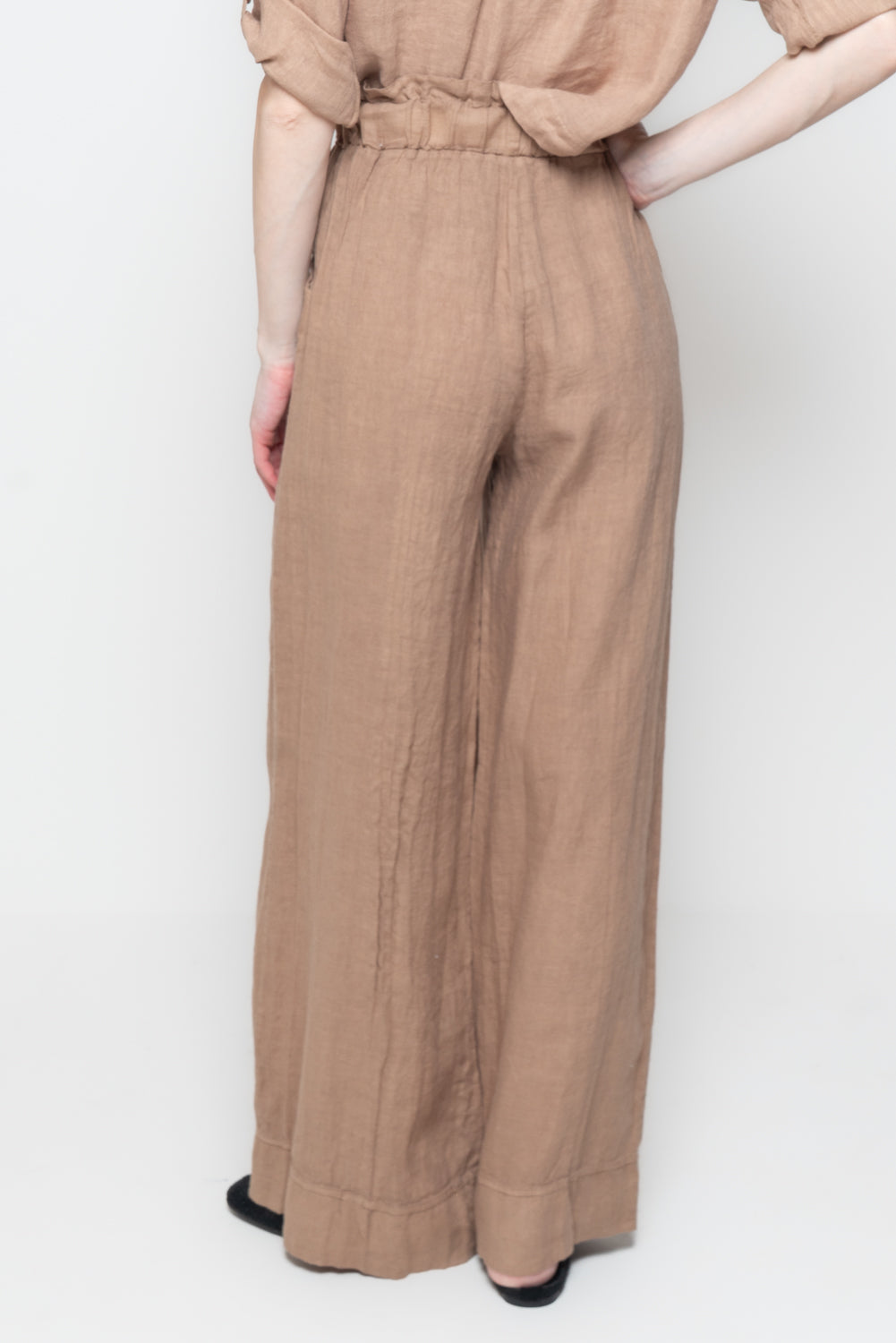 Pantaloni Palazzo in Lino con Pinces