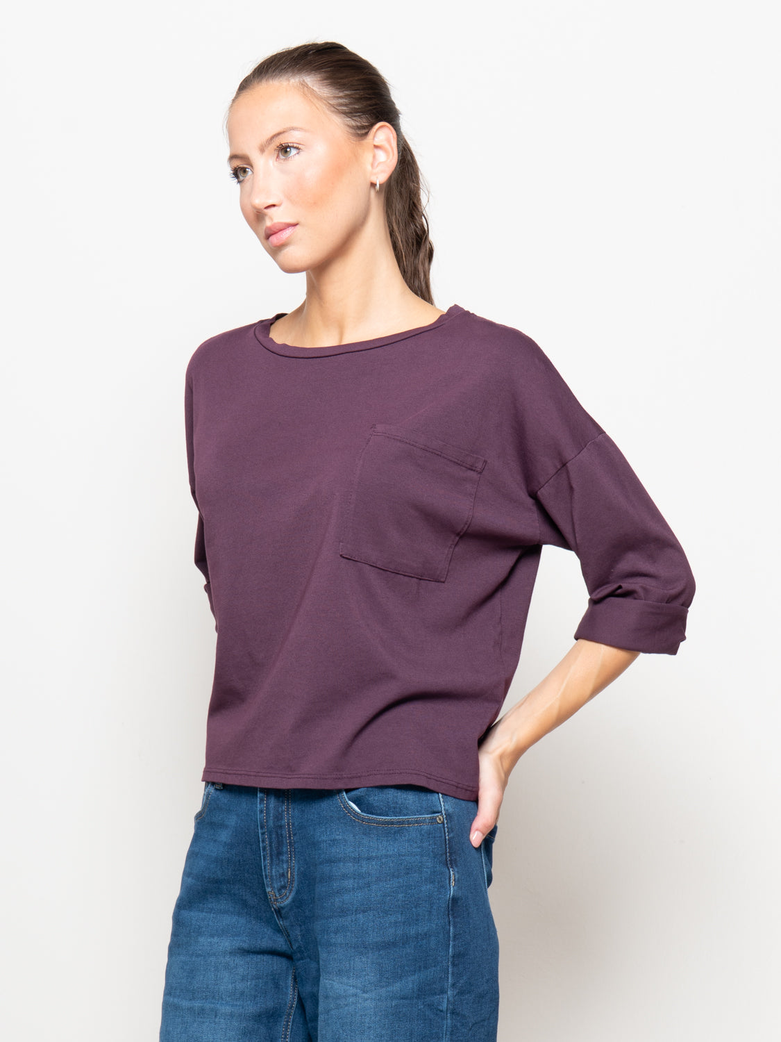 T shirt a manica lunga con tasca