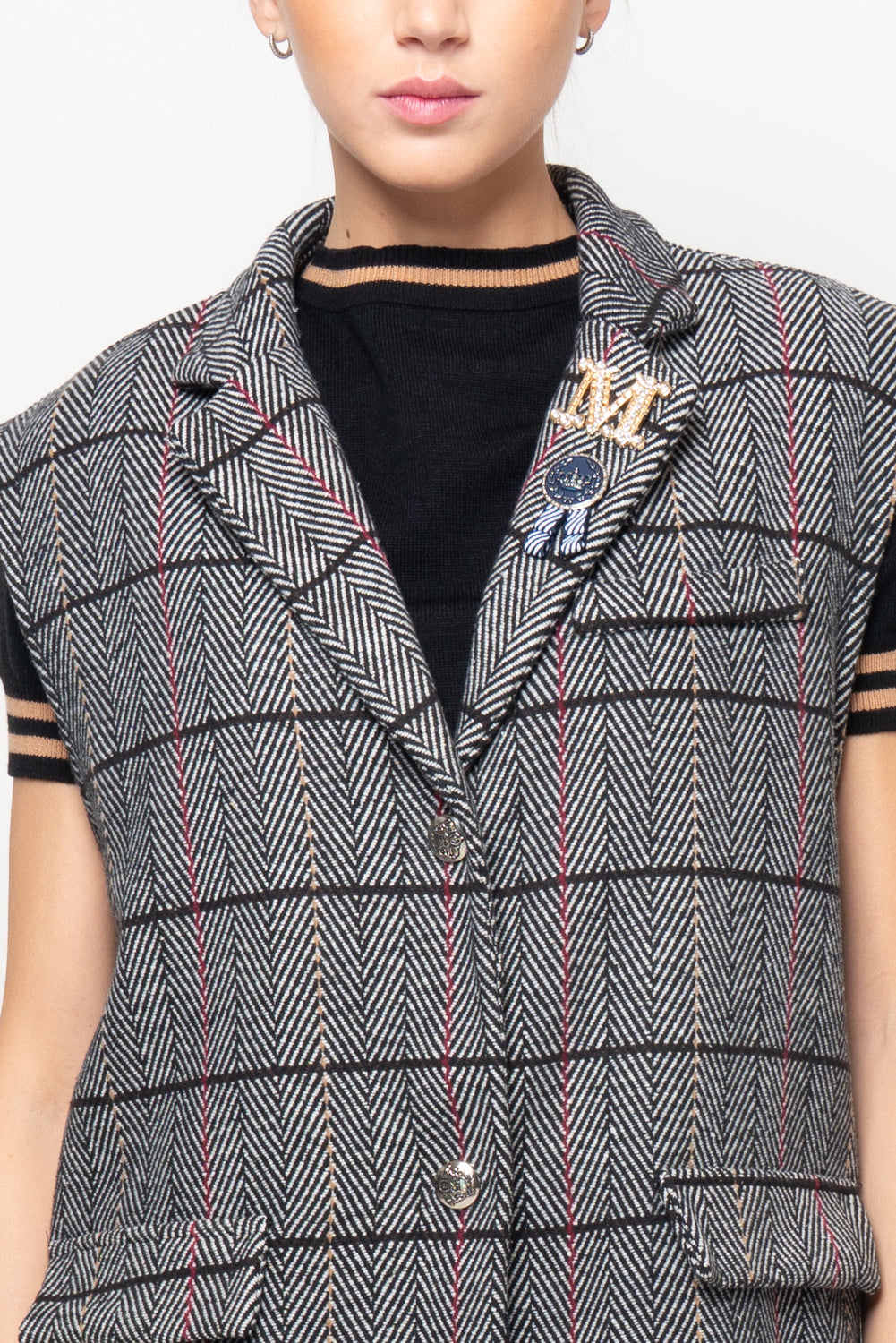 Gilet in tessuto spigato