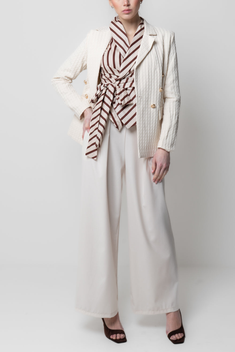 Blazer Strutturato Operato Bianco