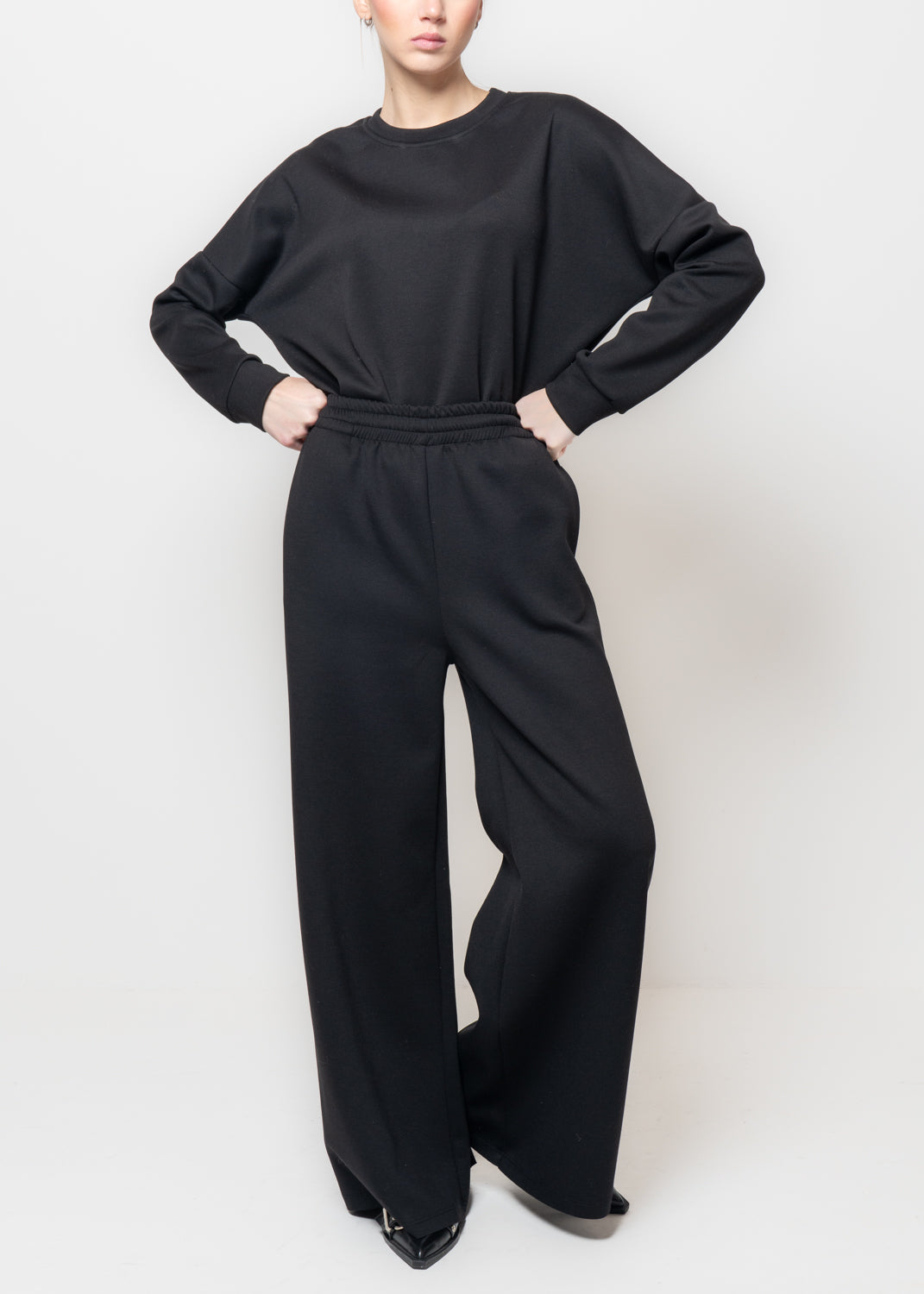 Pantalone palazzo in neoprene garzato