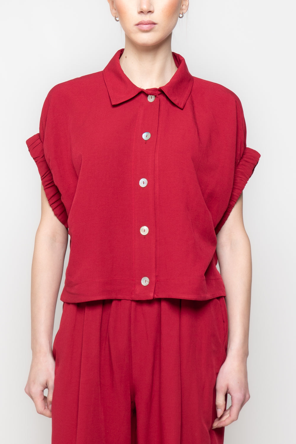 Camicia con Maniche Arricciate