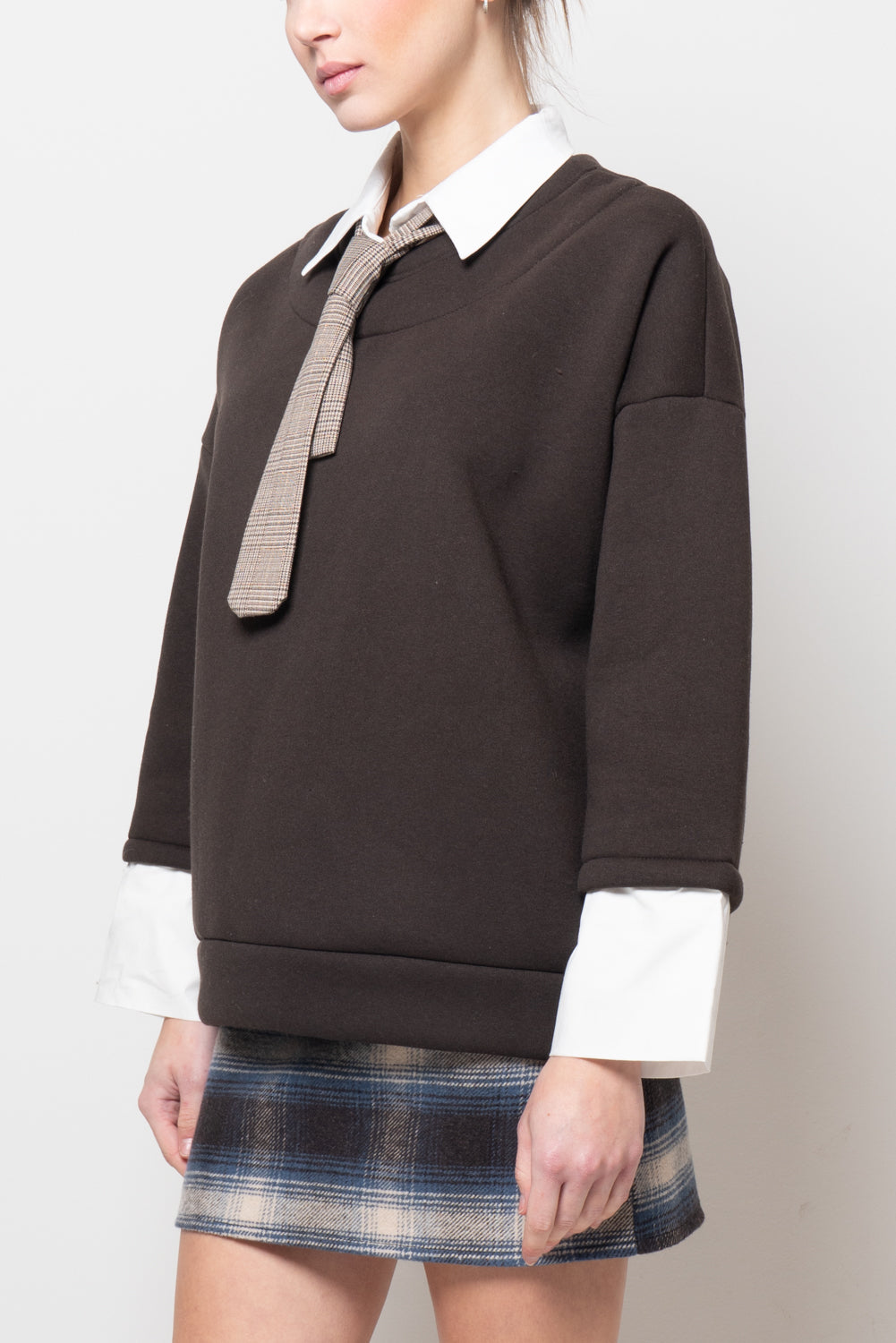 Felpa doppio tessuto con cravatta