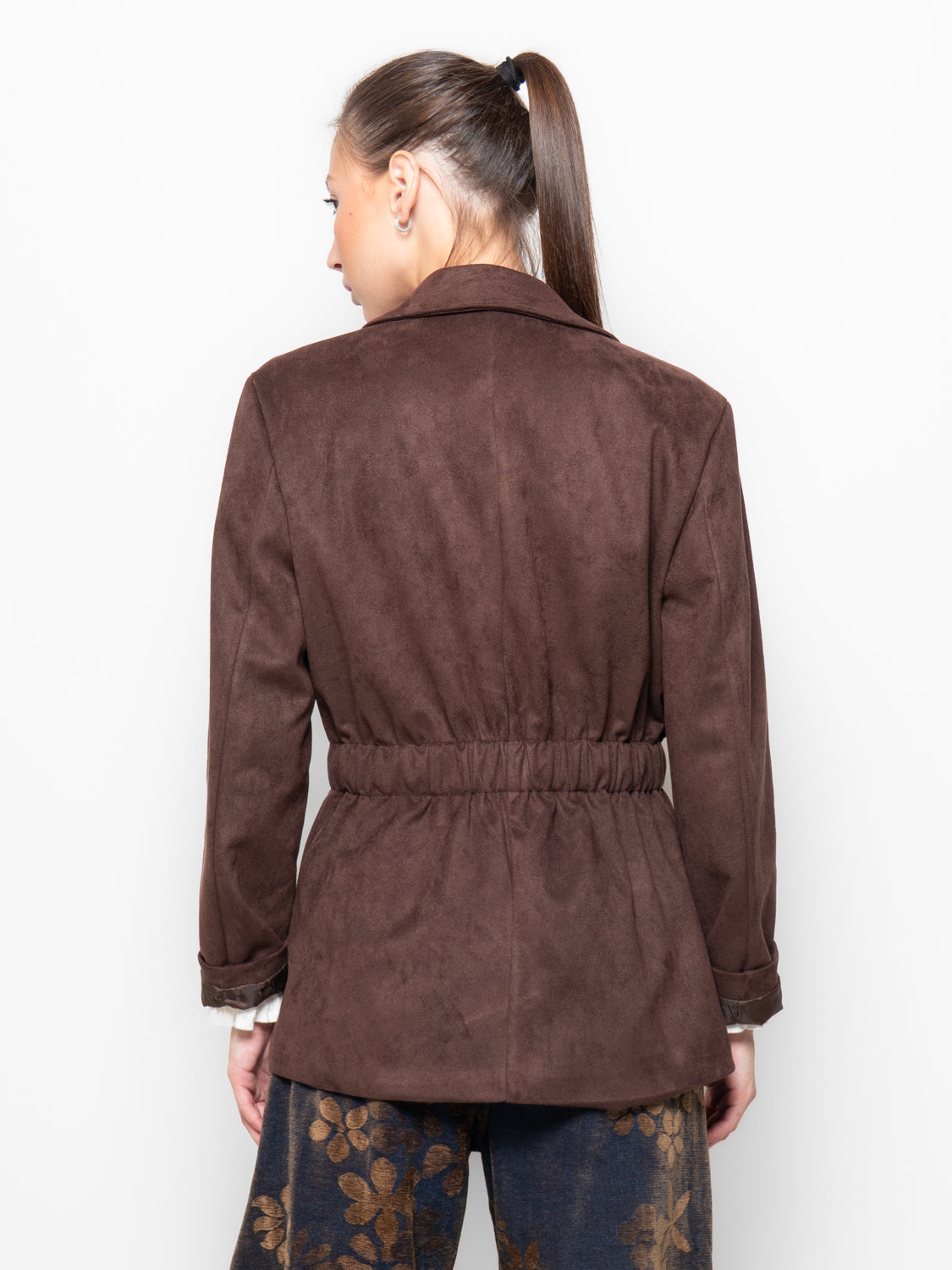 Blazer effetto scamosciato con vita elastica